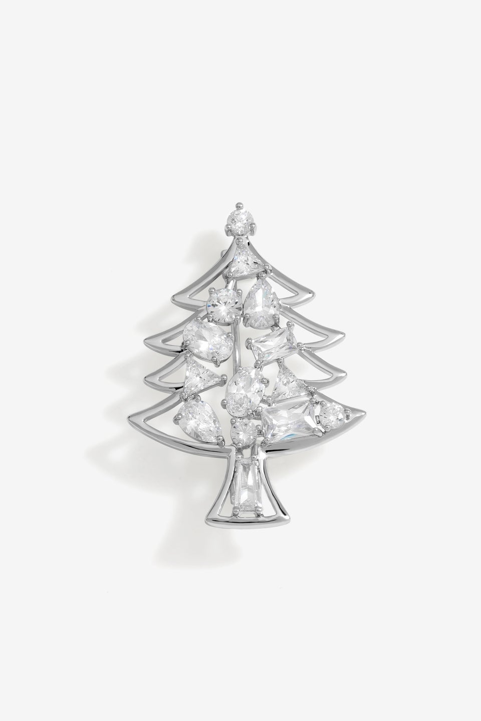 Jon Richard Rhodium Plated And Crystal Cubic Zirconia  Christmas Tree Brooch - Gift Box