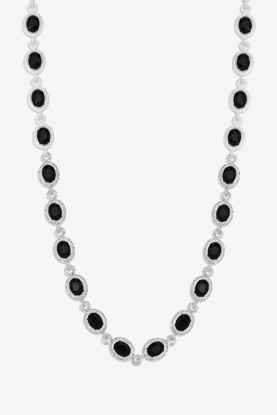 Jon Richard Silver Plated Crystal And Jet Halo Necklace