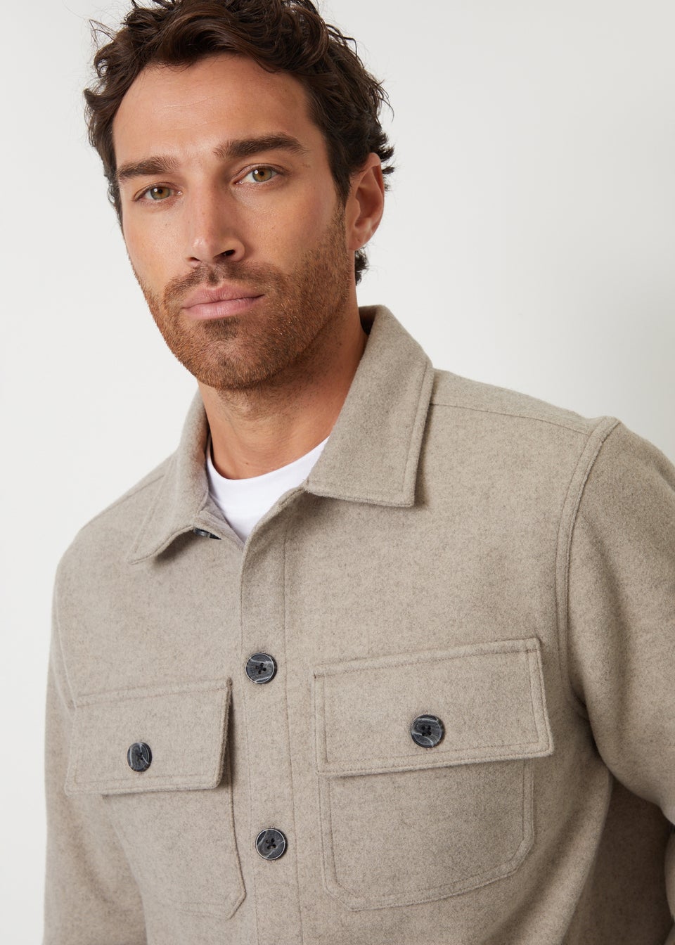 Threadbare Stone Faux Wool Button Up Shacket