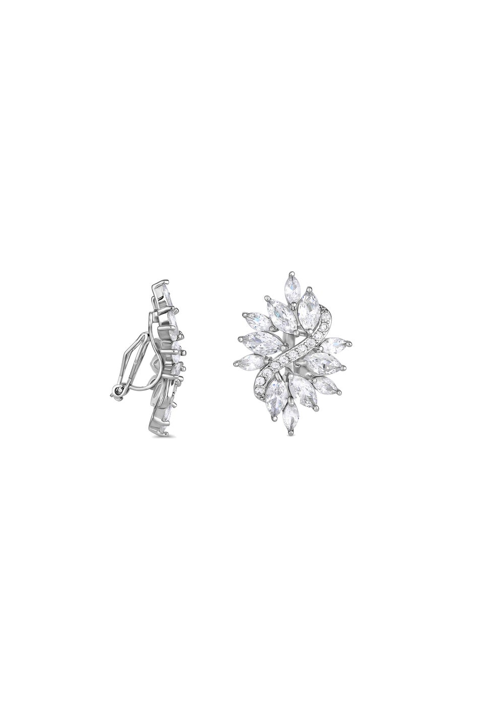 Jon Richard Rhodium Plated Statement Cubic Zirconia Clip Earrings