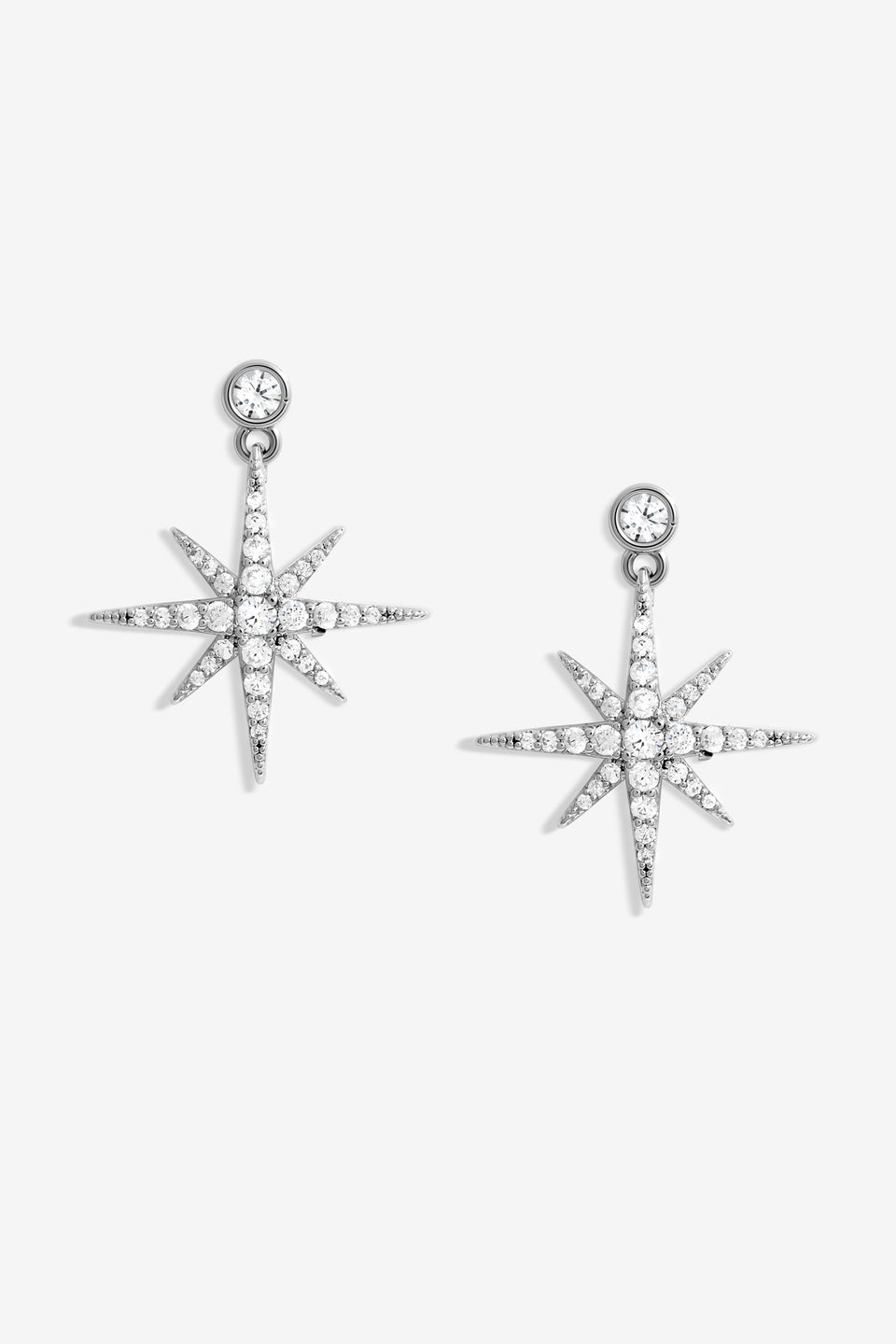 Jon Richard Silver Plated Cubic Zirconia Star Drop Earrings