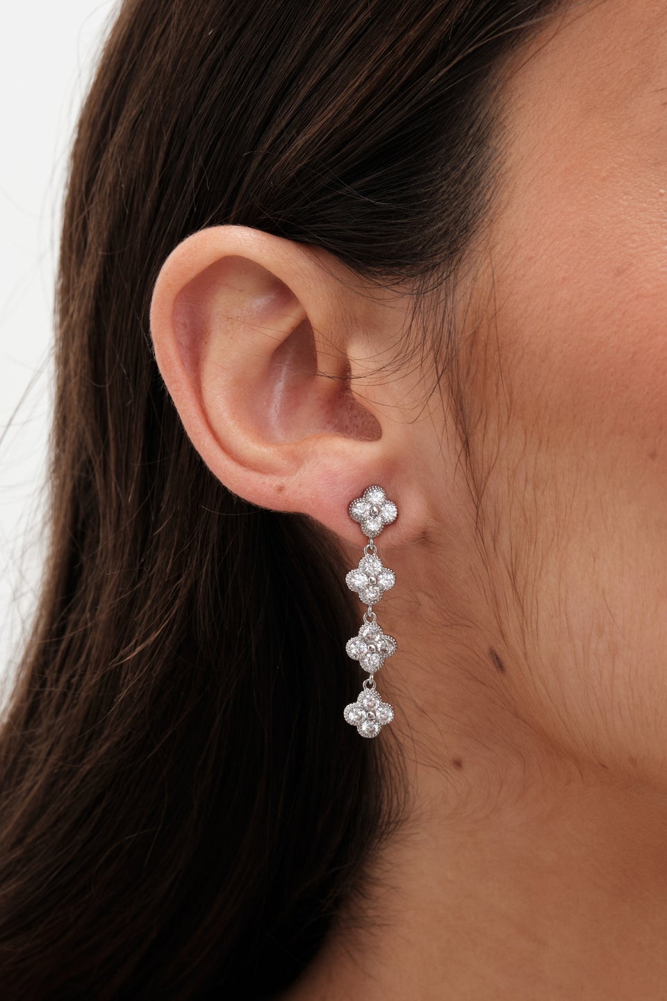 Jon Richard Silver Plated Crystal Bow Earrings