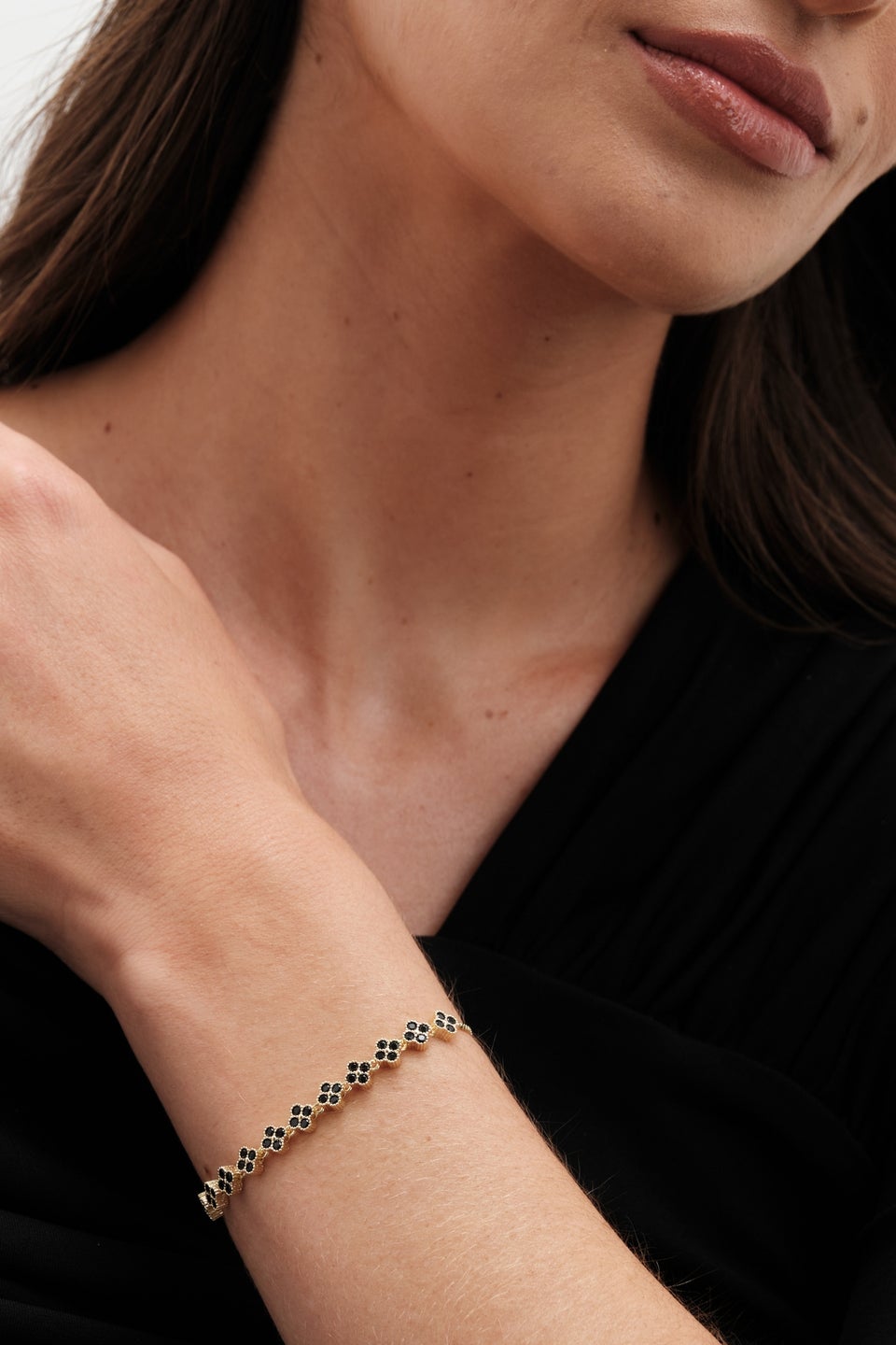 Jon Richard Gold Plated And Jet Clover Toggle Bracelet