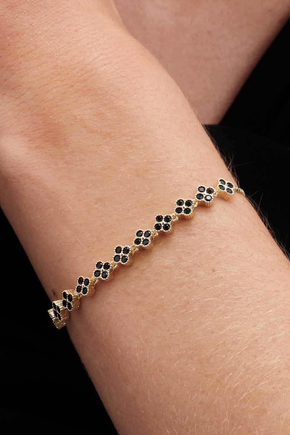 Jon Richard Gold Plated And Jet Clover Toggle Bracelet