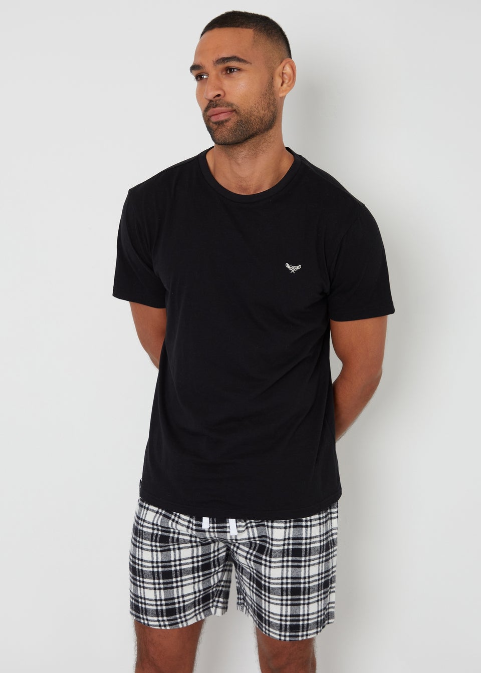 Threadbare Navy 2-Pack Brushed Cotton Flannel Check Lounge Shorts