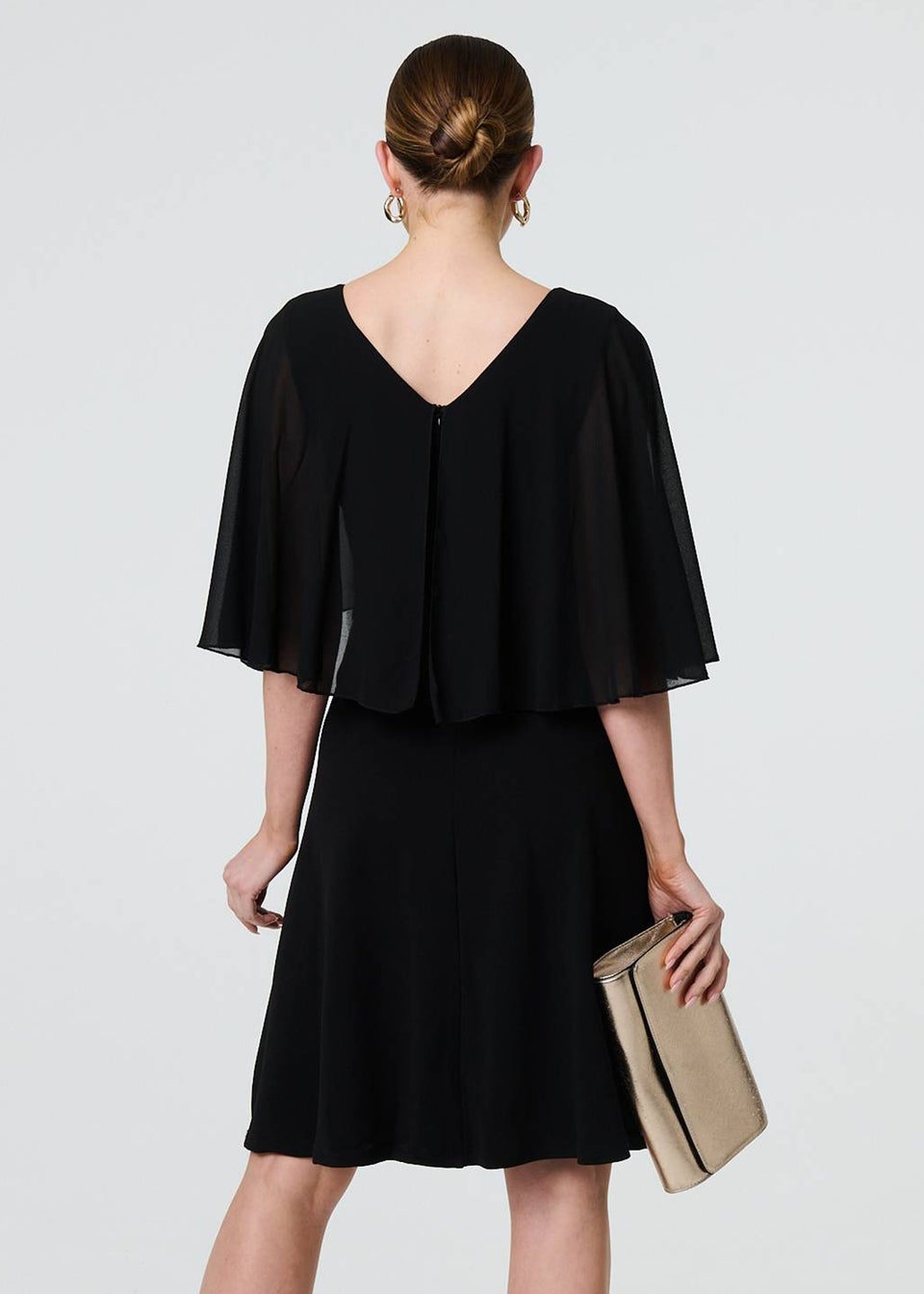 Izabel London Black Belt Detail 1/2 Batwing Sleeve Dress