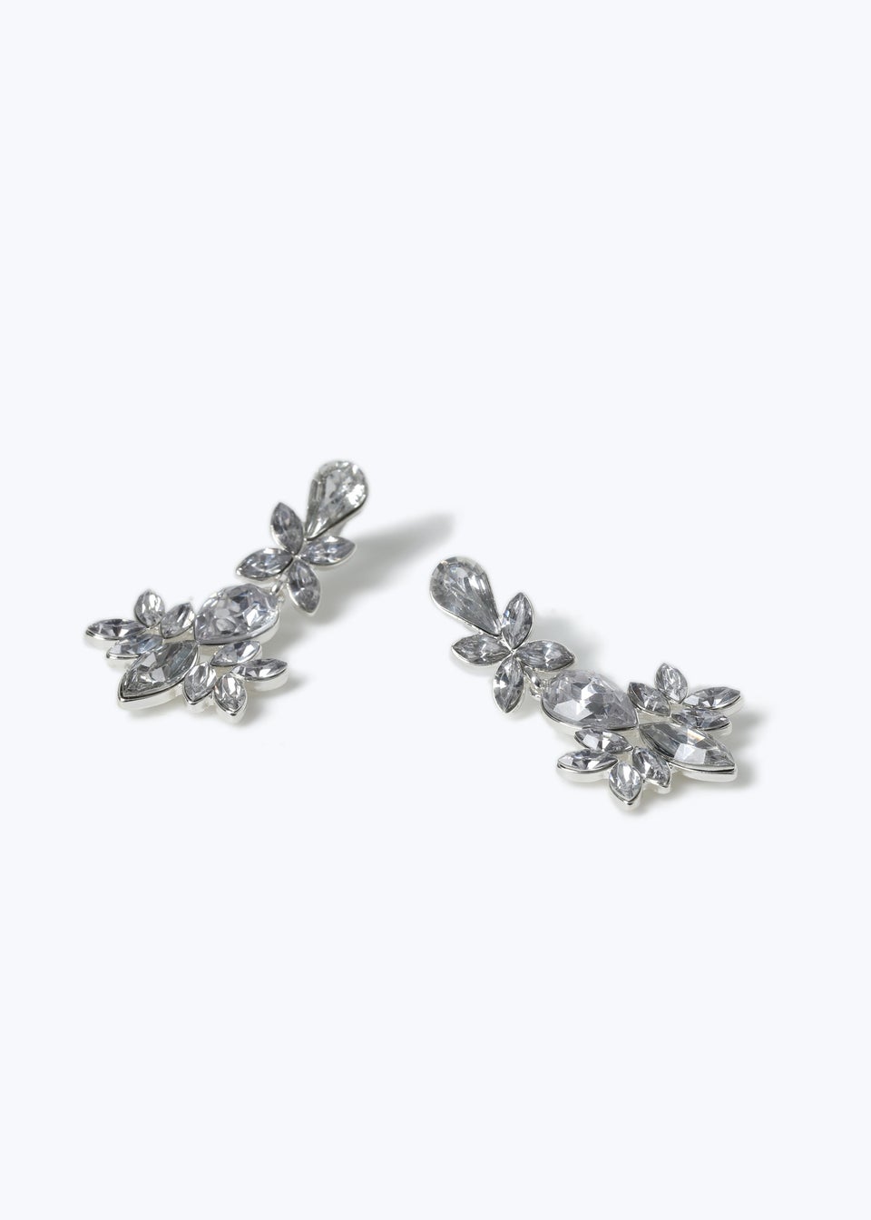 Silver Dramatic Crystal Drop Earrings