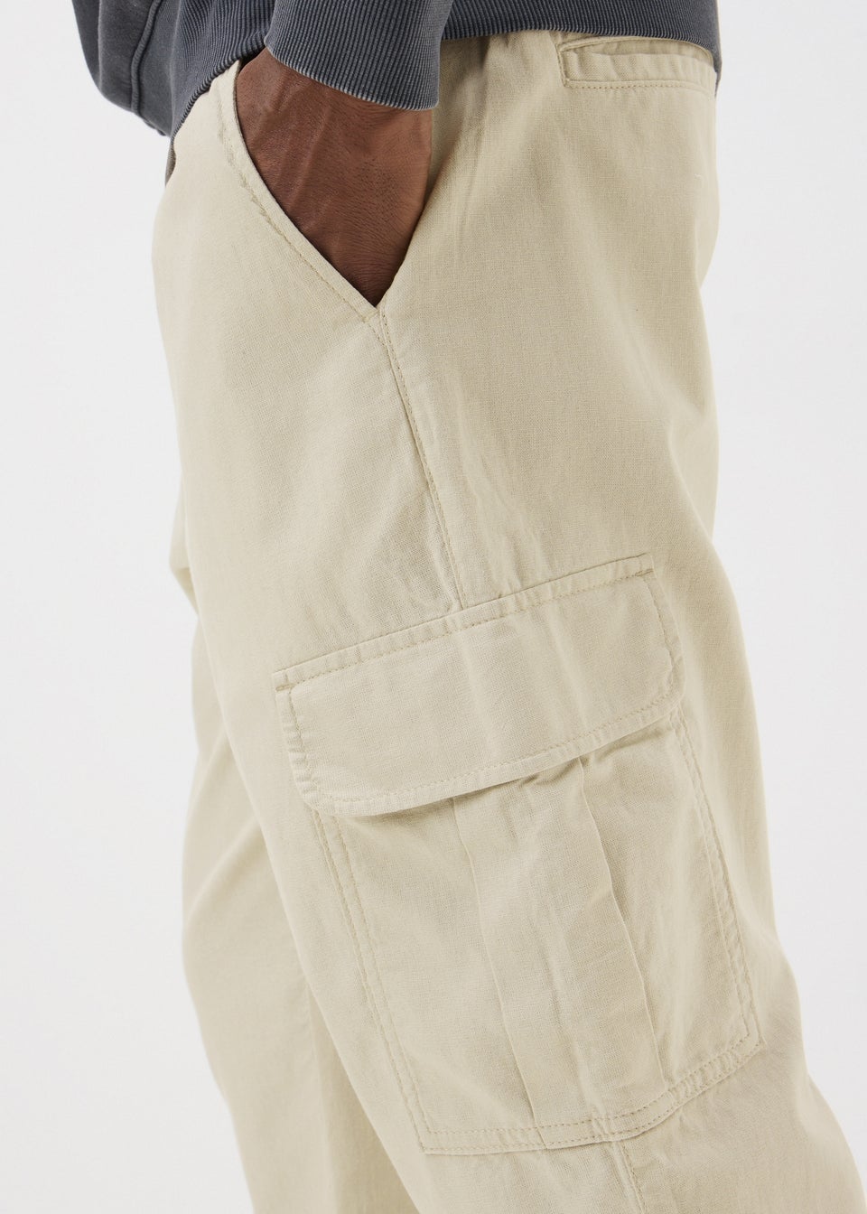 Bone Linen Cargo Trousers
