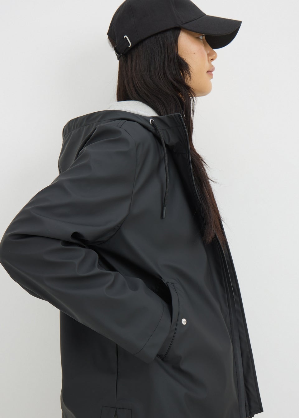 Black Short Rubberised Parka Jacket