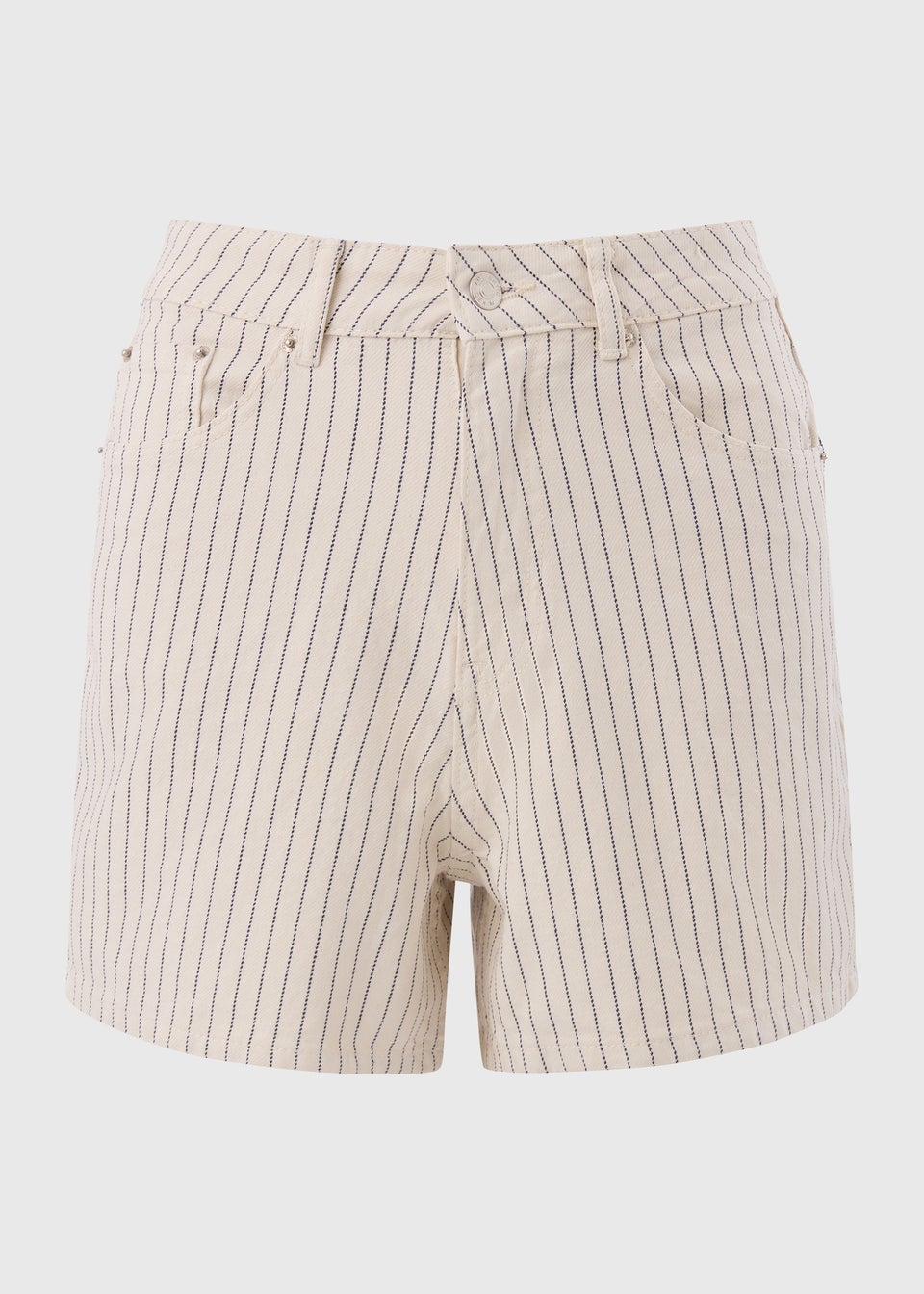 Ecru Stripe High Waisted Shorts