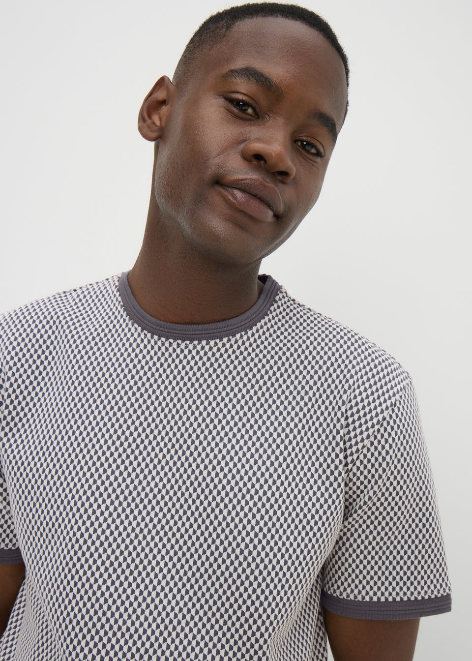Charcoal Smart Jacquard Checker T-Shirt