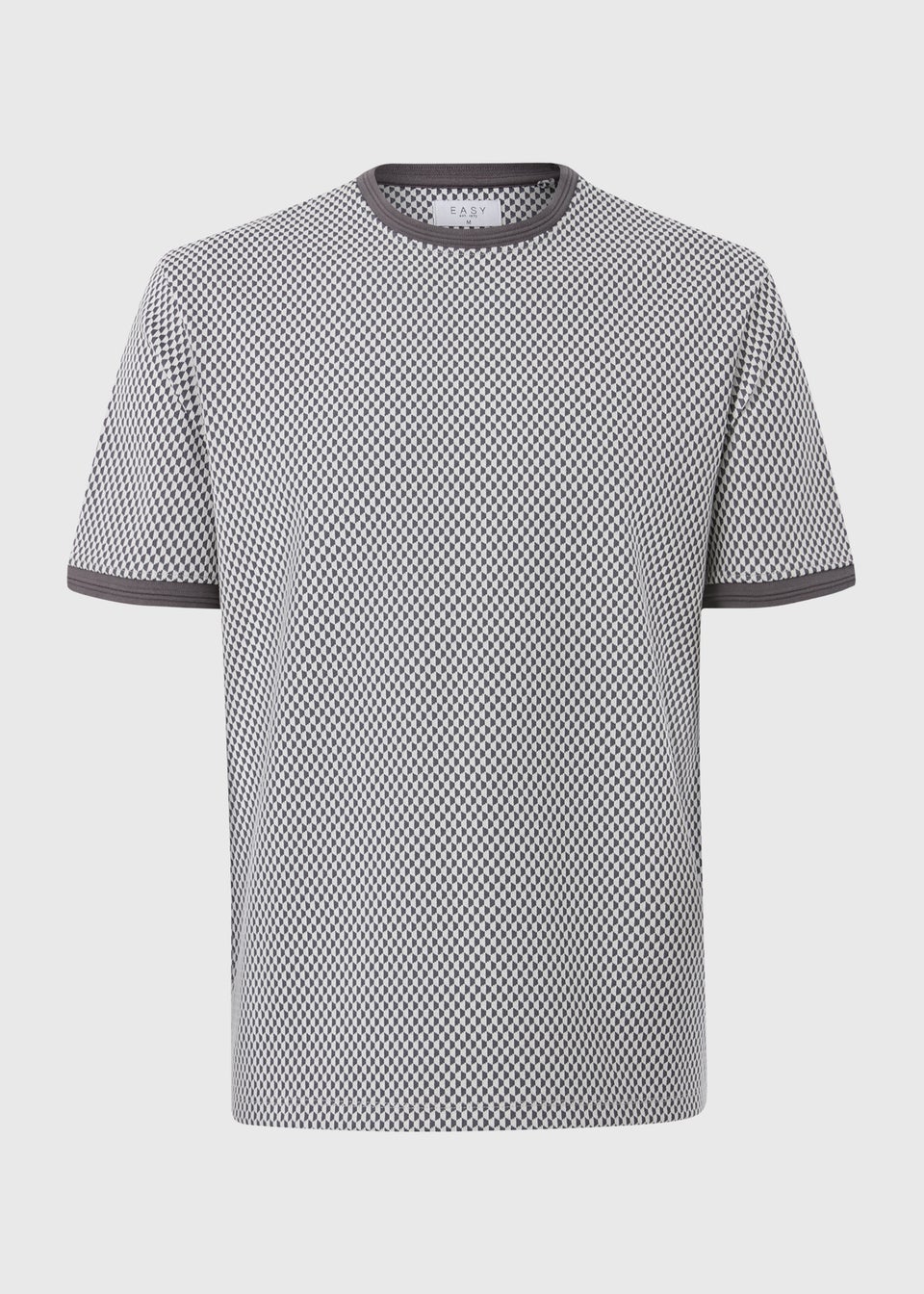 Charcoal Smart Jacquard Checker T-Shirt