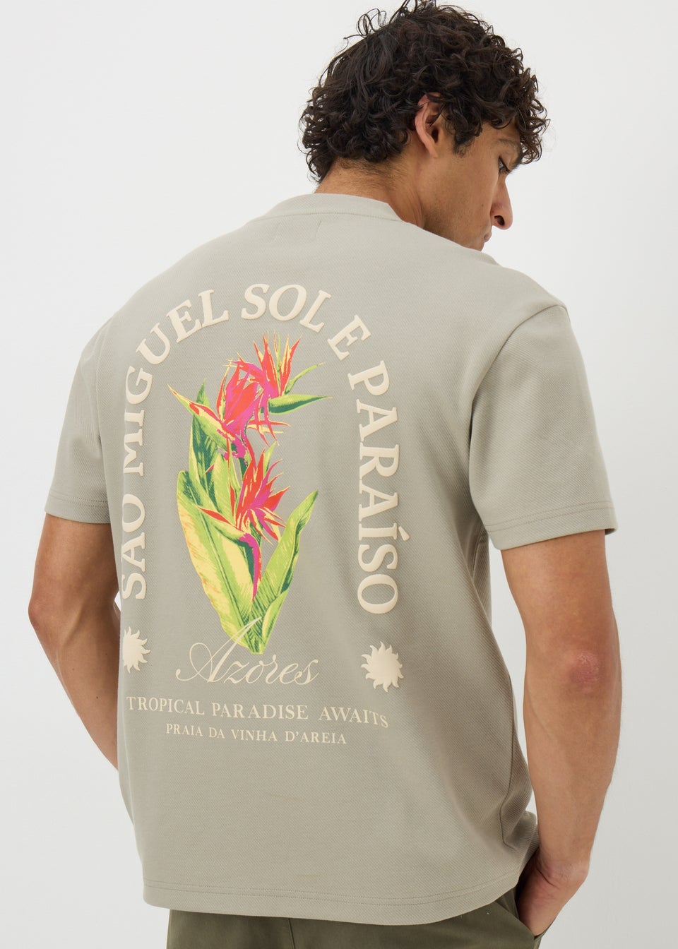 Stone Sao Miguel Embroidered Textured T-Shirt