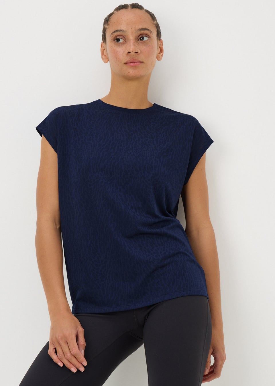 Souluxe Navy Jacquard T-Shirt