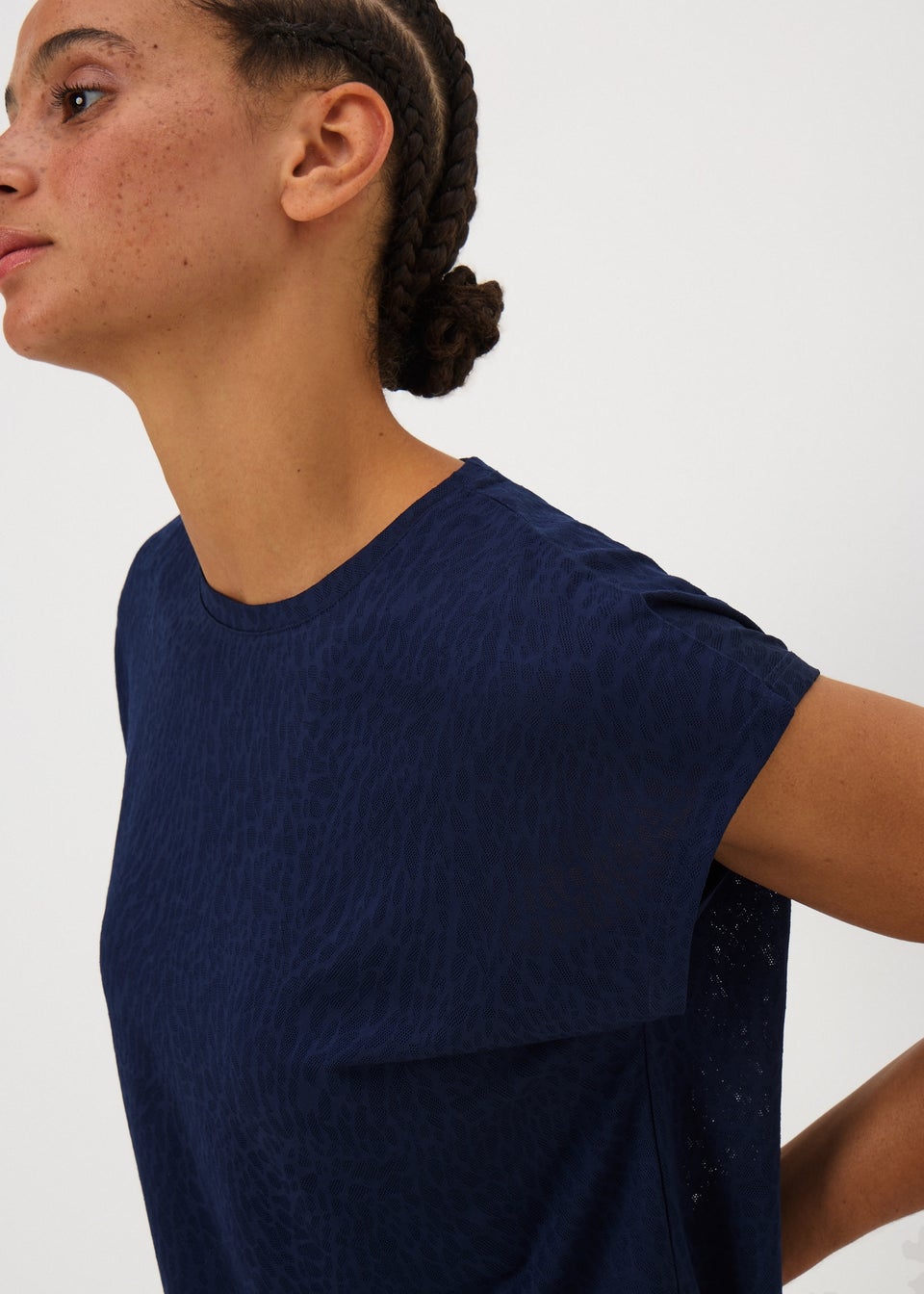 Souluxe Navy Jacquard T-Shirt