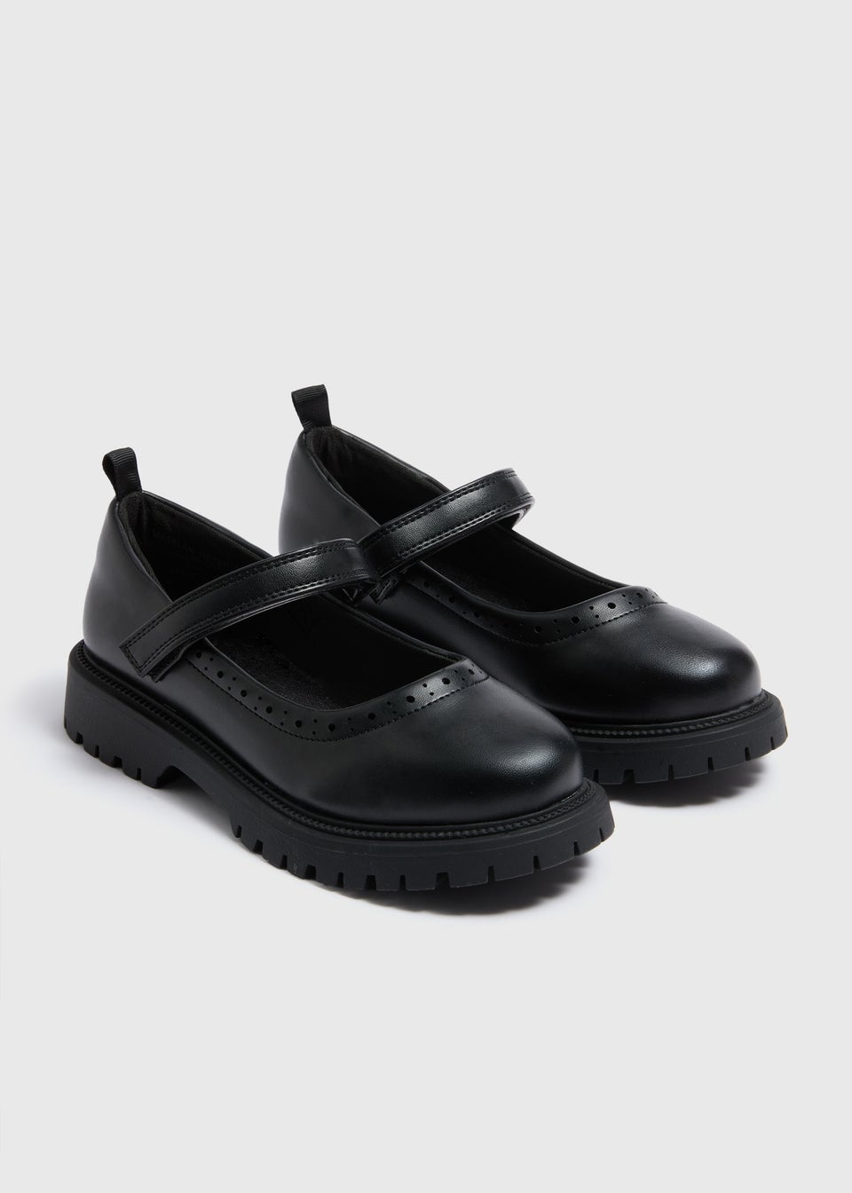 Girls Black Chunky Sole School Shoes (Younger 10-Older 6)