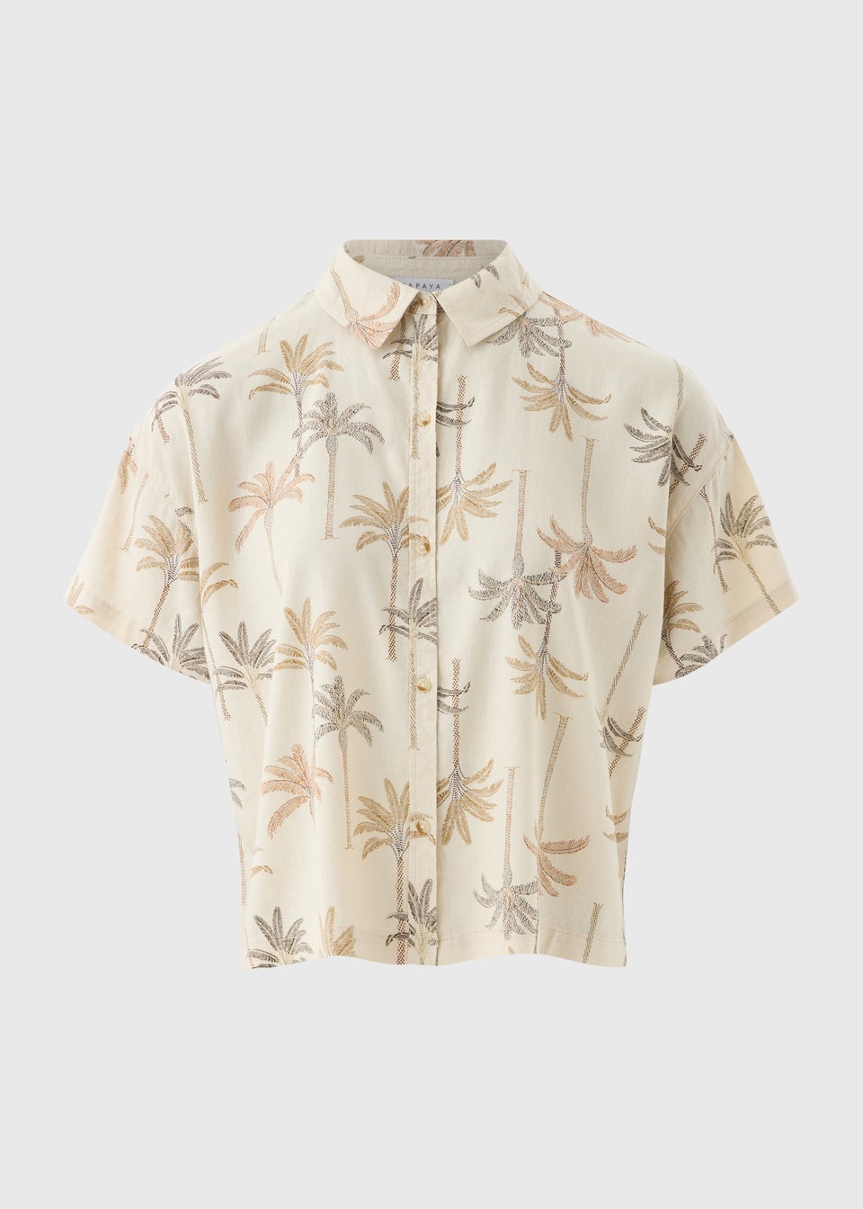 Taupe Linen Blend Palm Shirt