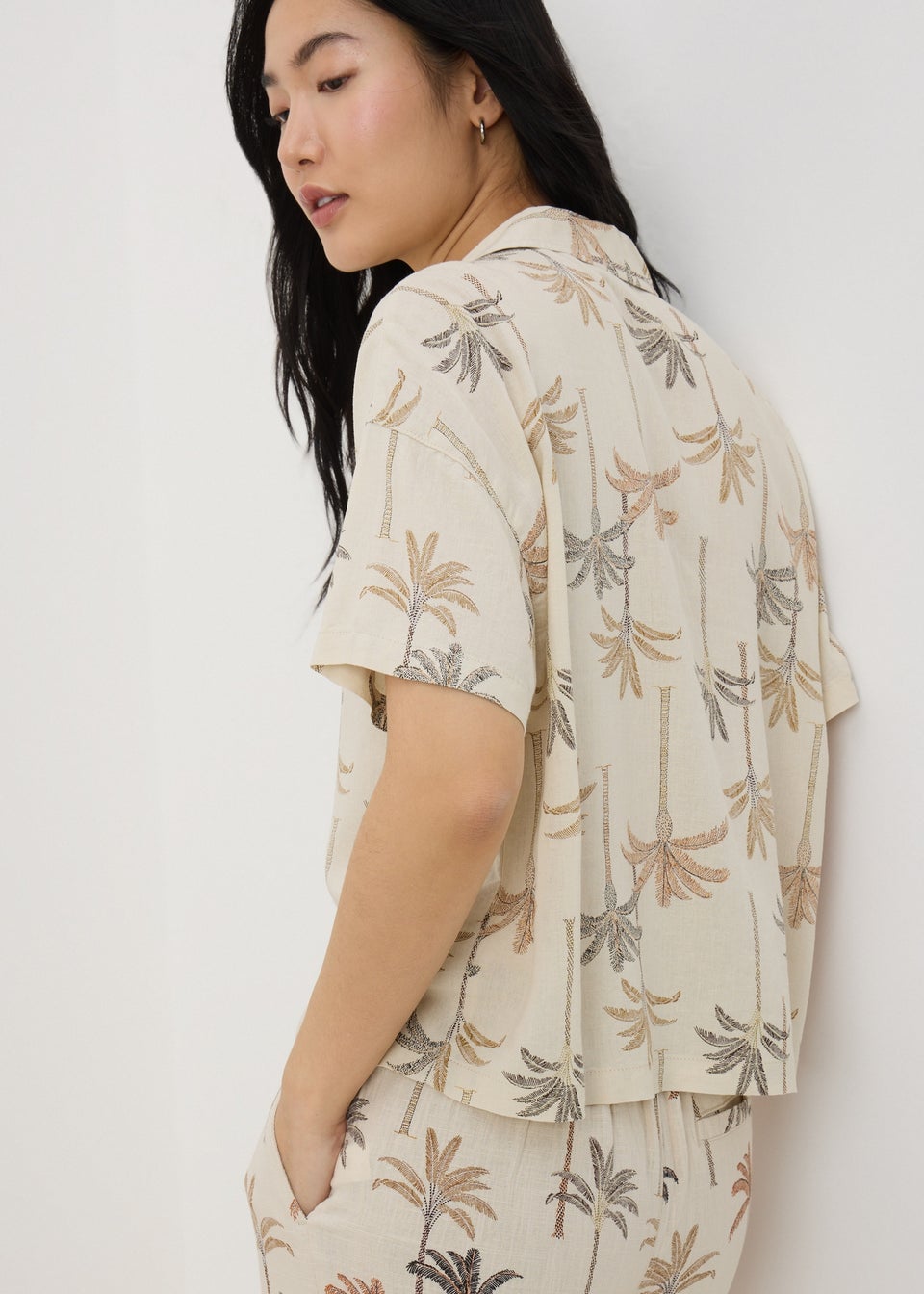 Taupe Linen Blend Palm Shirt