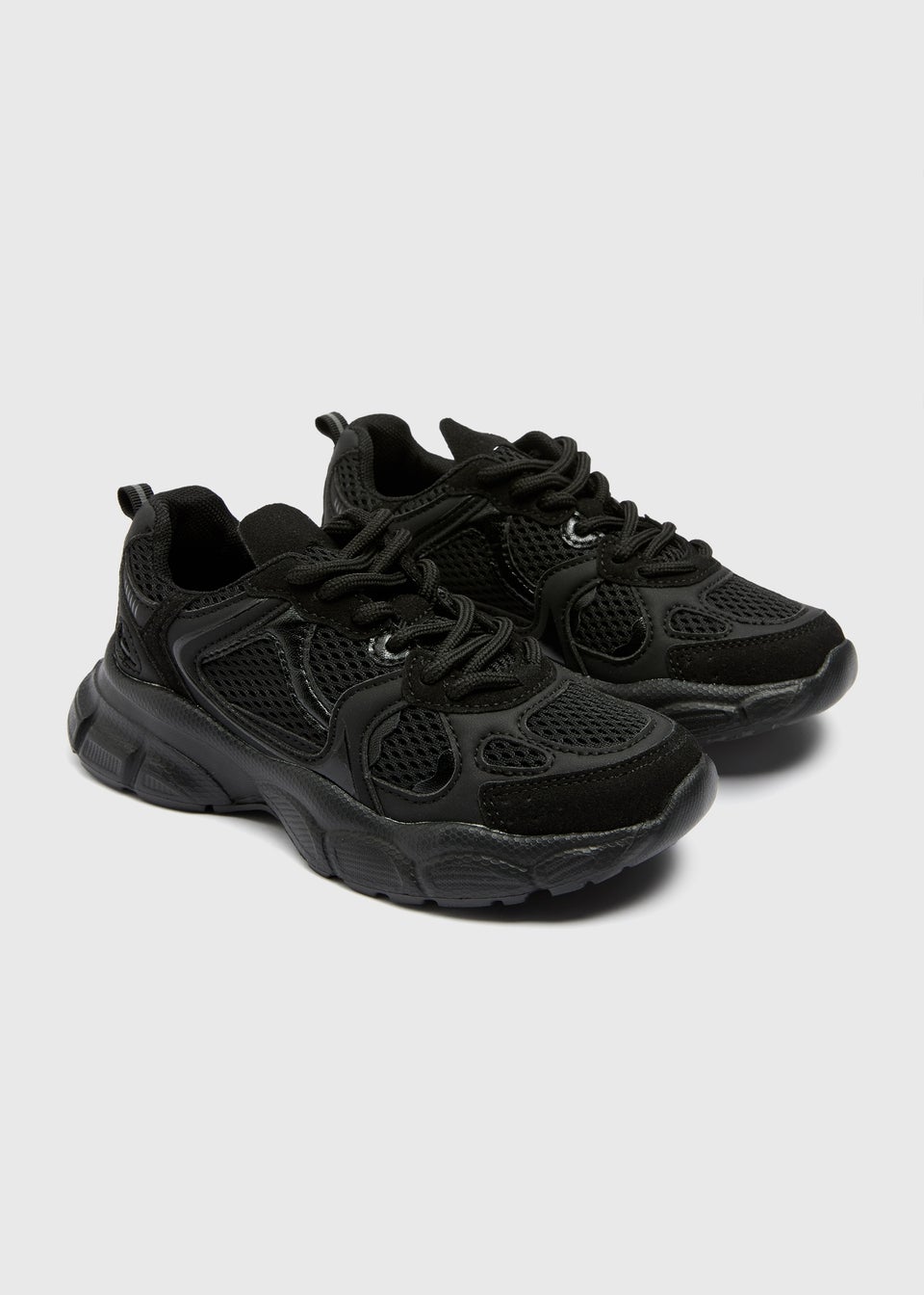 Kids Black Chunky School Trainers  (Younger 10/11-Older 5/6)