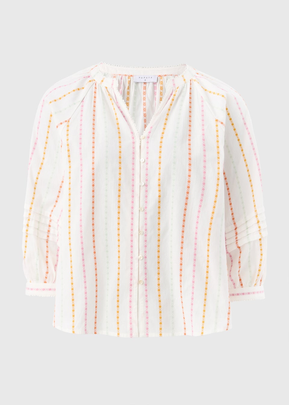 White Multi Stripe Dobby Blouse