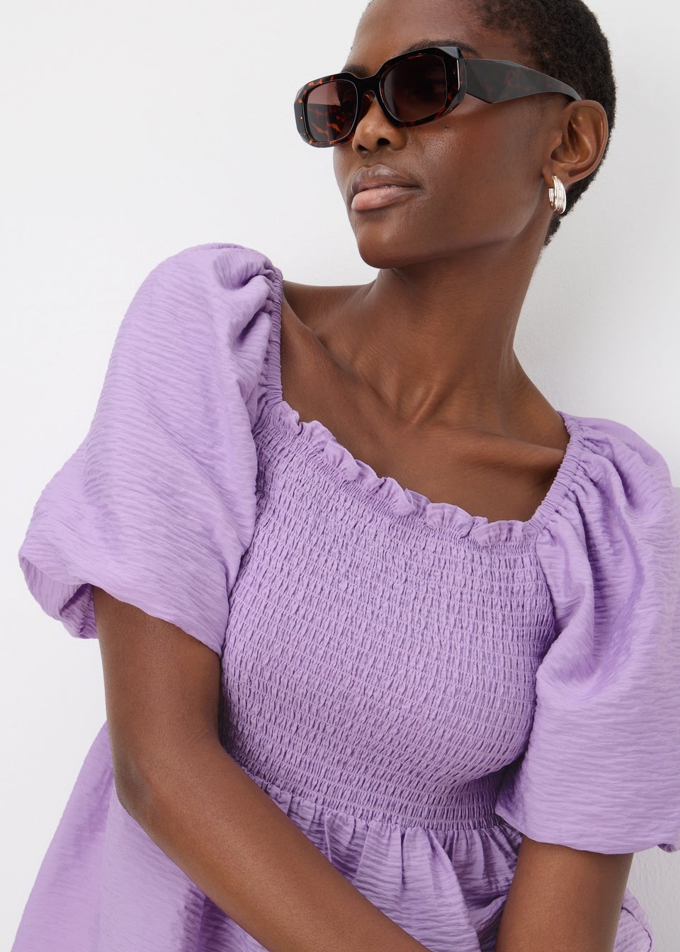 Lilac Shirred Blouse Top