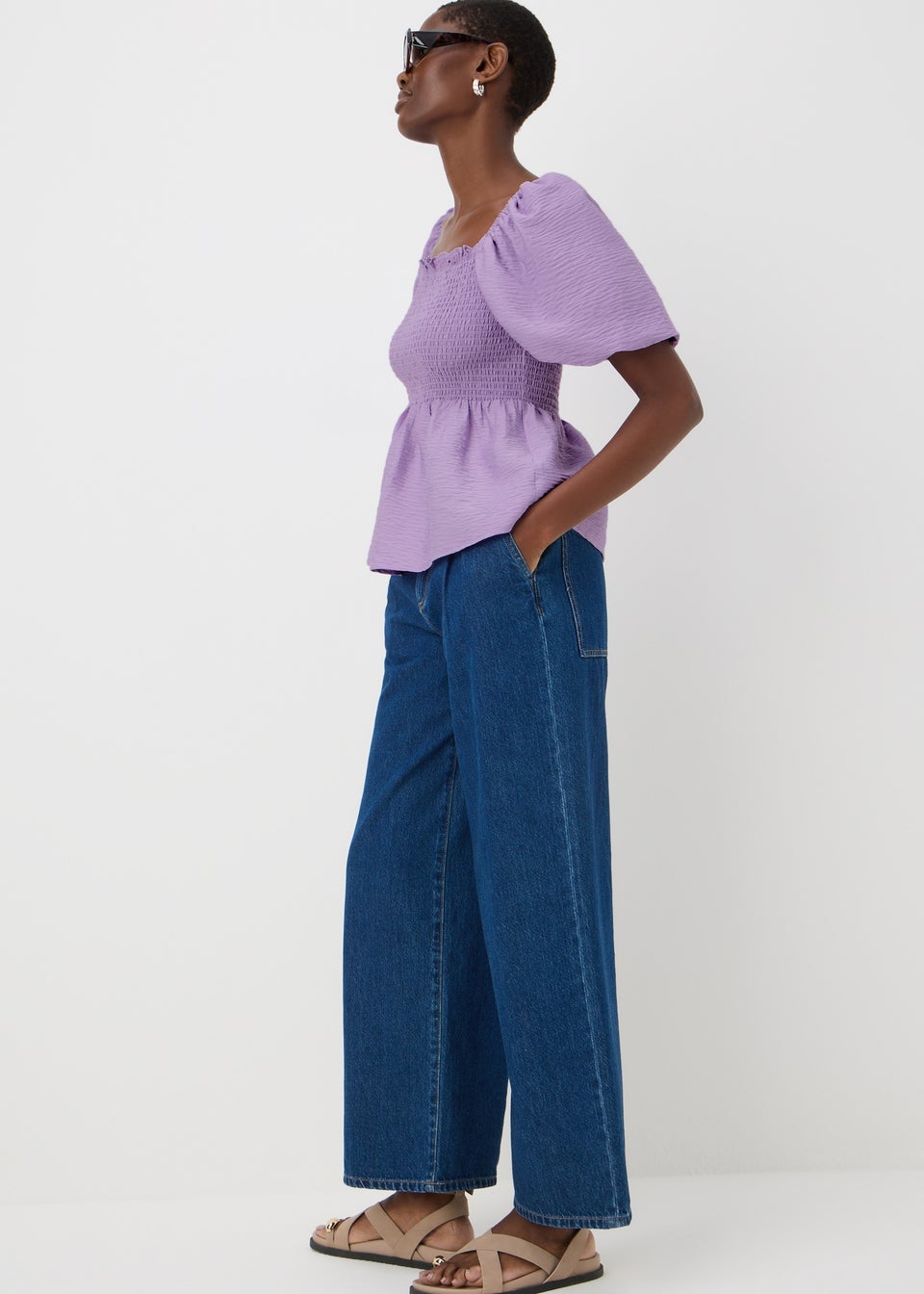 Lilac Shirred Blouse Top