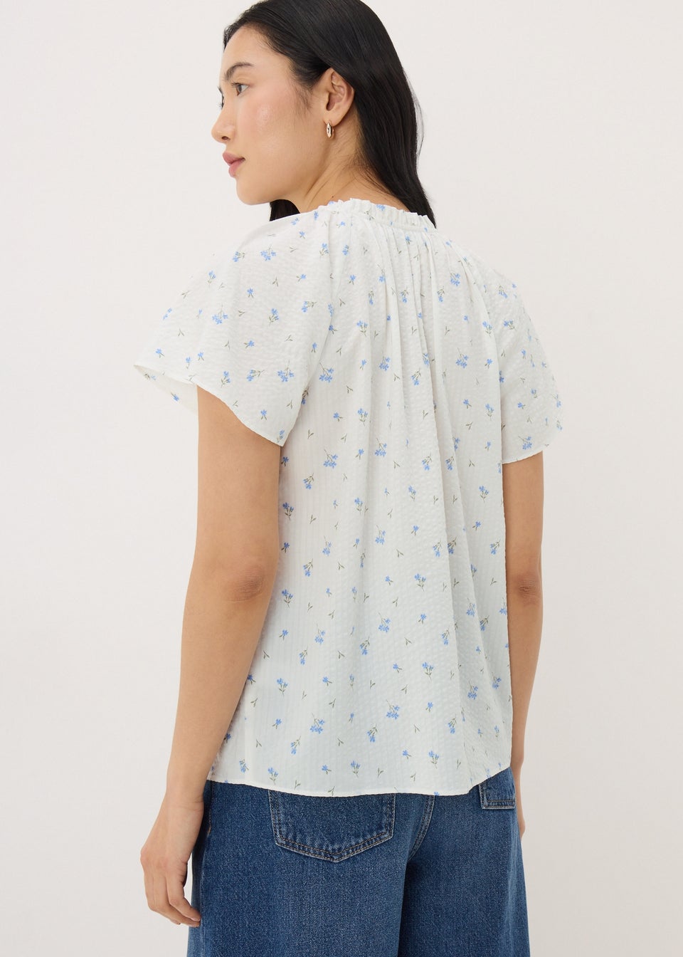 Cream Ditsy Floral Boho Blouse