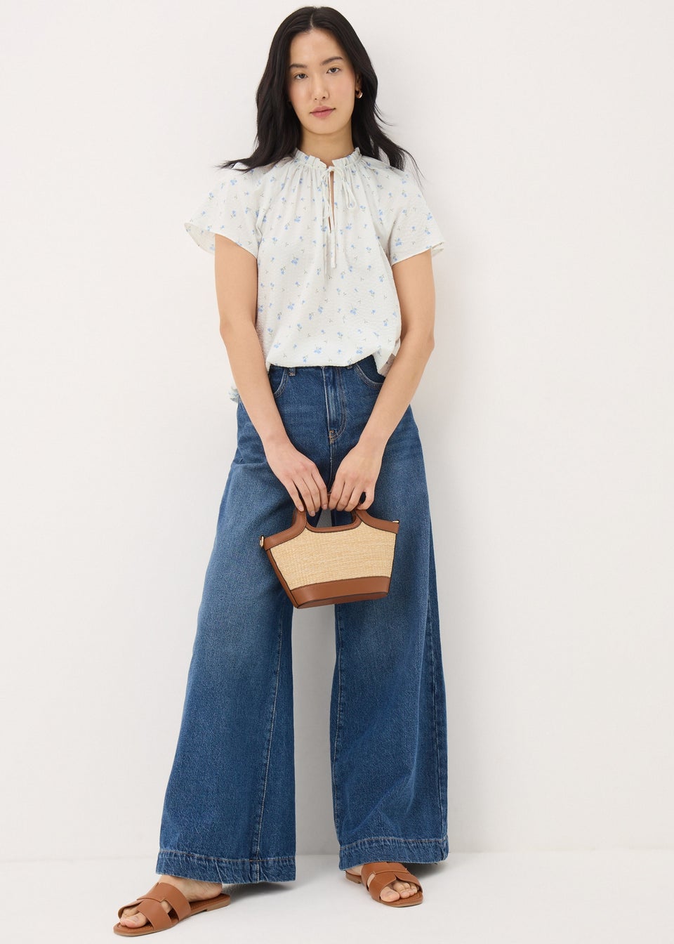Cream Ditsy Floral Boho Blouse
