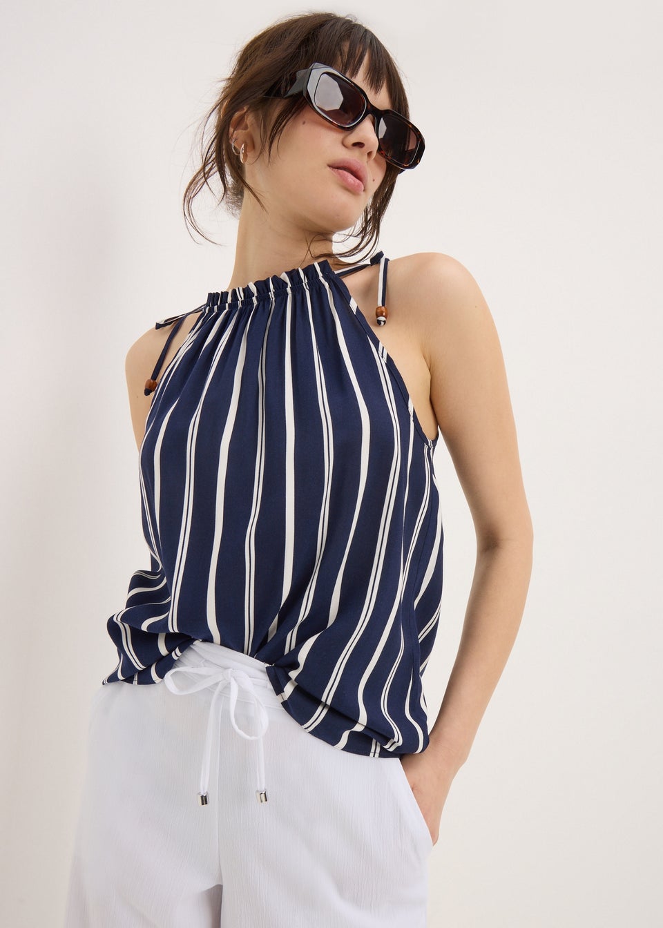 Navy Stripe Cami Top