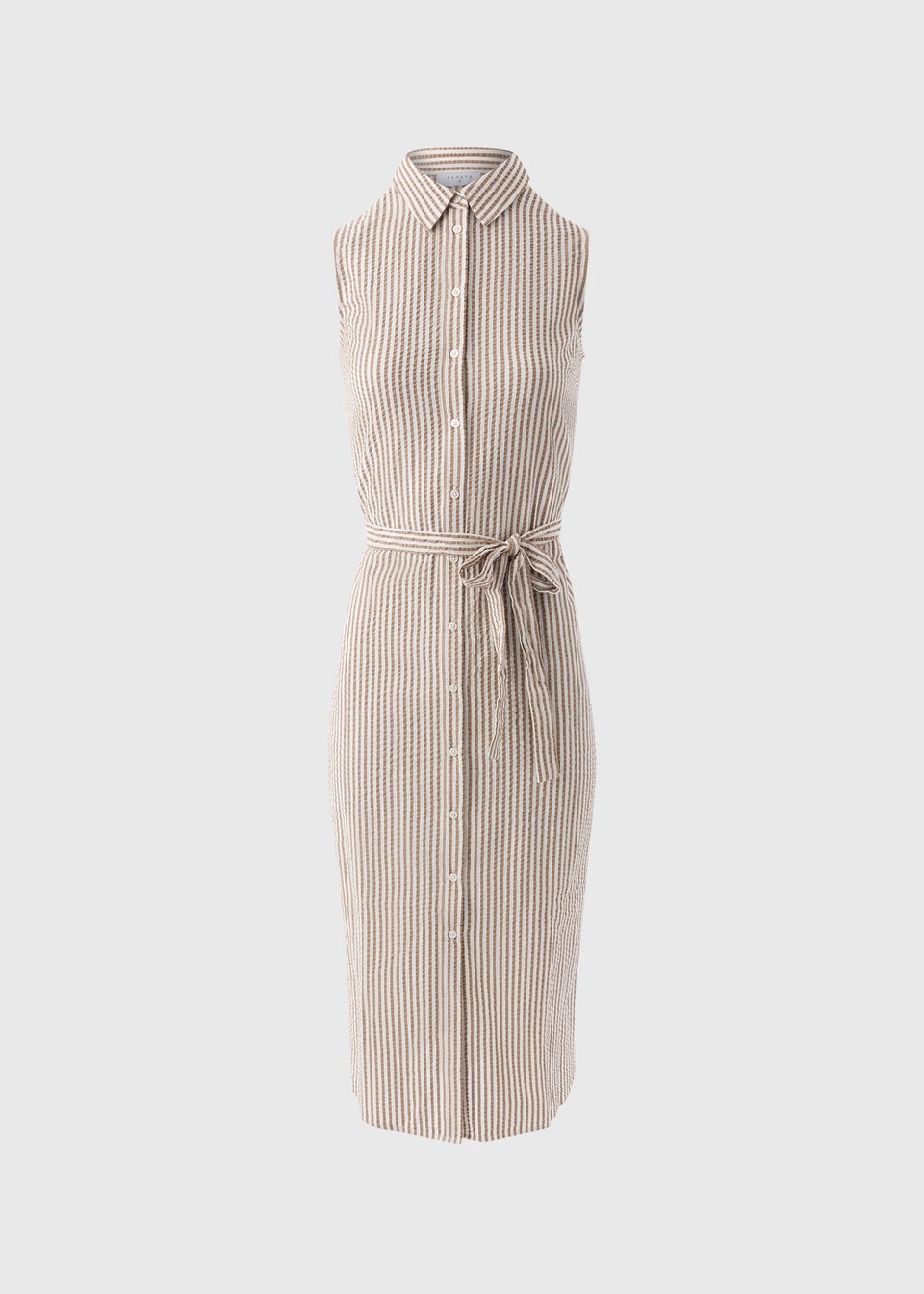 Brown Stripe Midi Shirt Dress