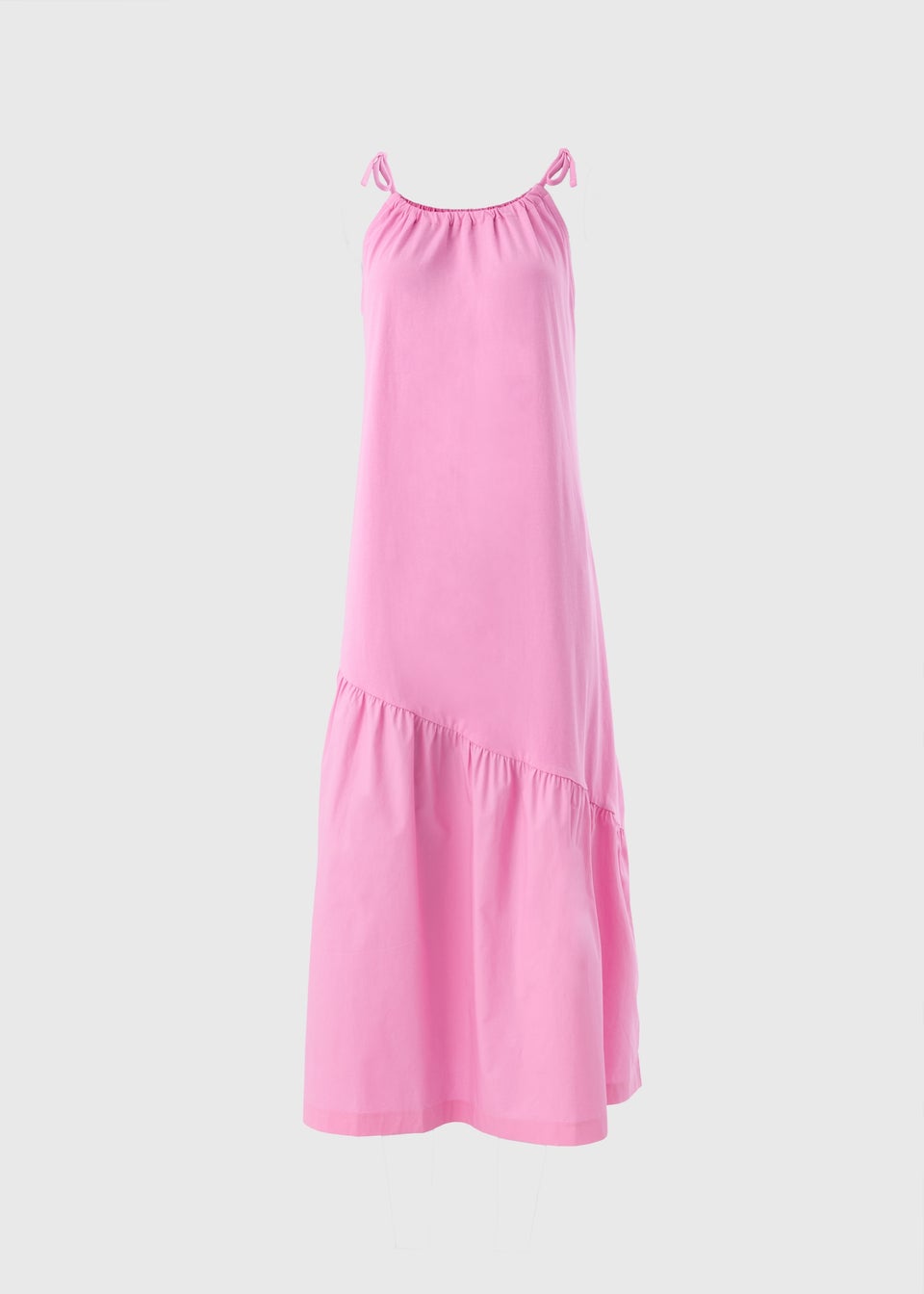 Pink Asymmetric Tiered Cami Maxi Dress