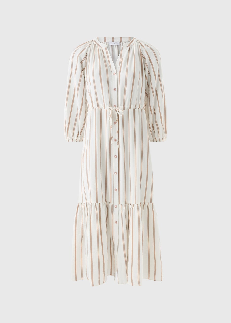 Taupe Stripe Raglan Midi Shirt Dress