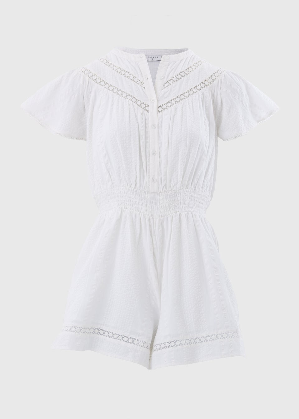 White Lace Button Playsuit