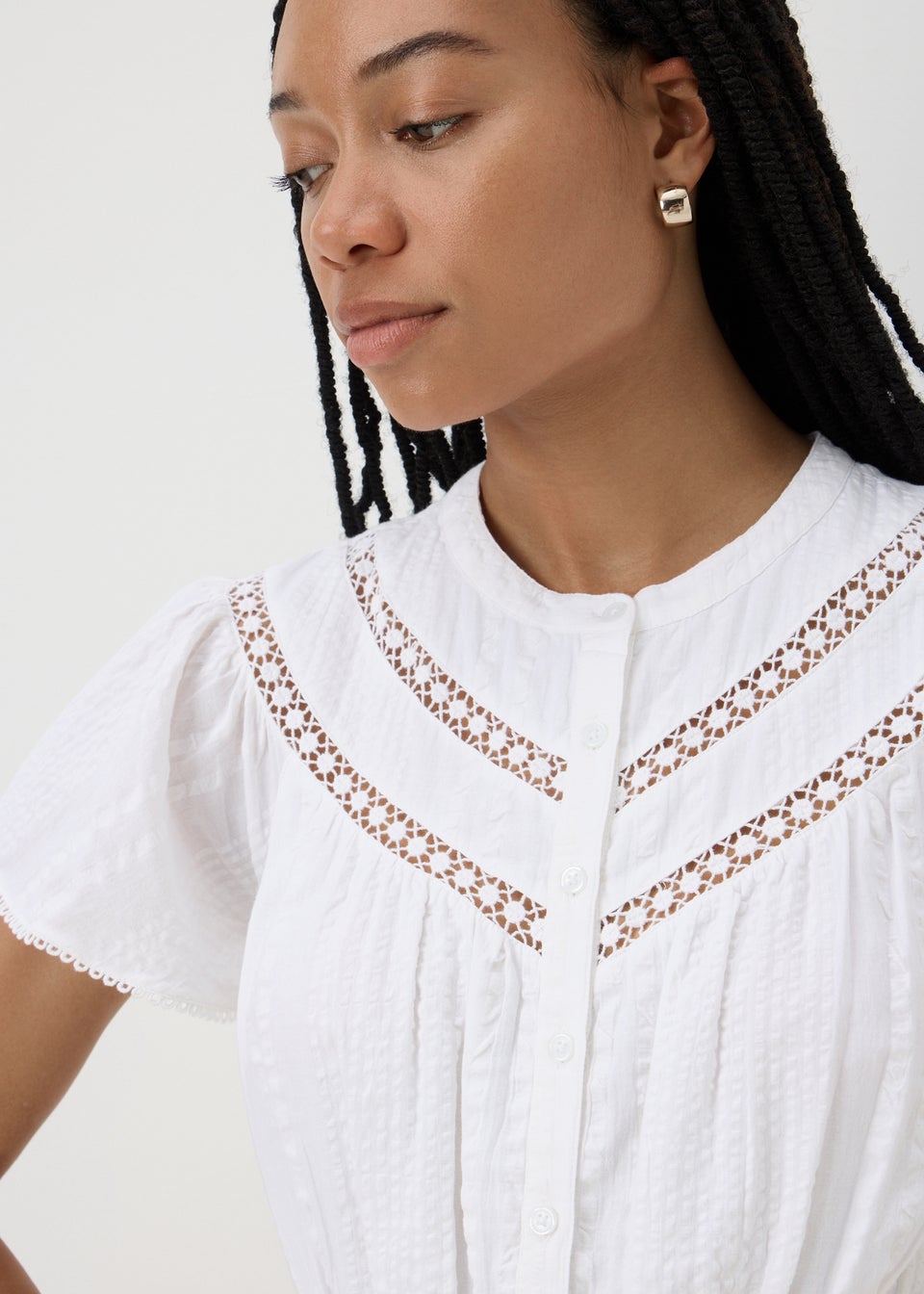 White Lace Button Playsuit