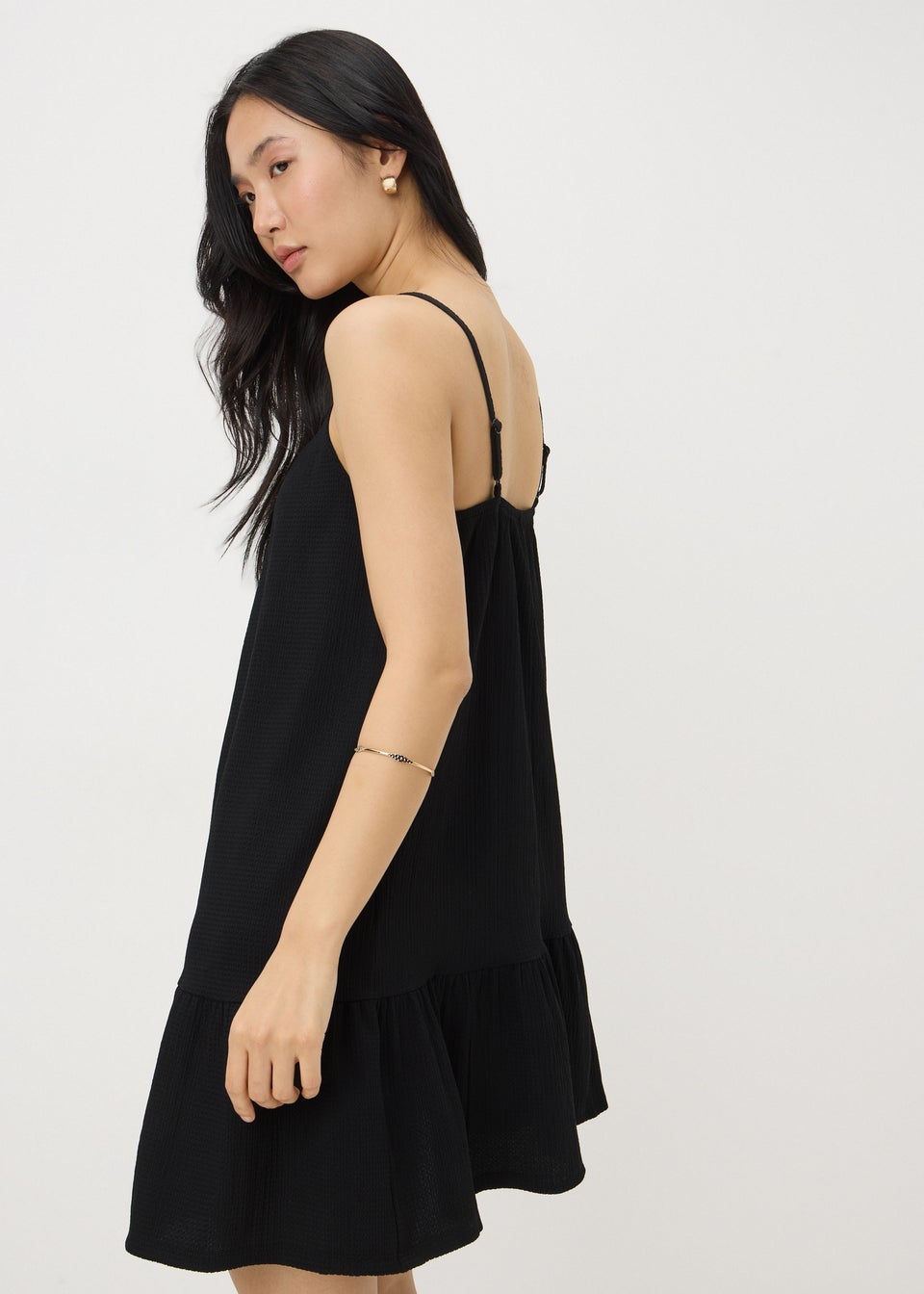 Black Crinkle Cami Mini Dress