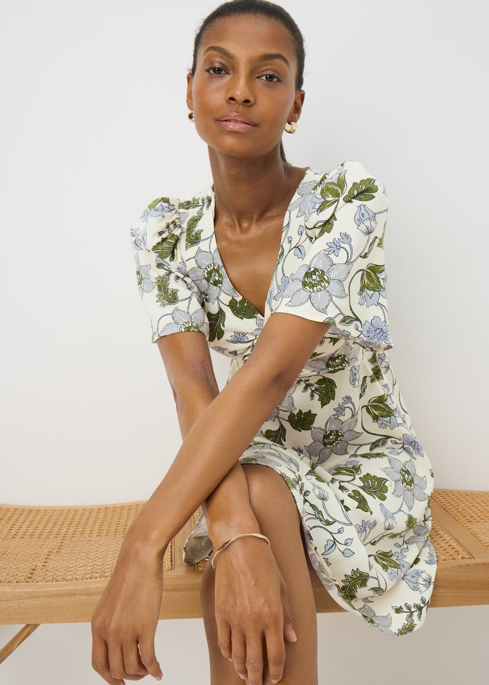 Blue Floral Mini Tea Dress