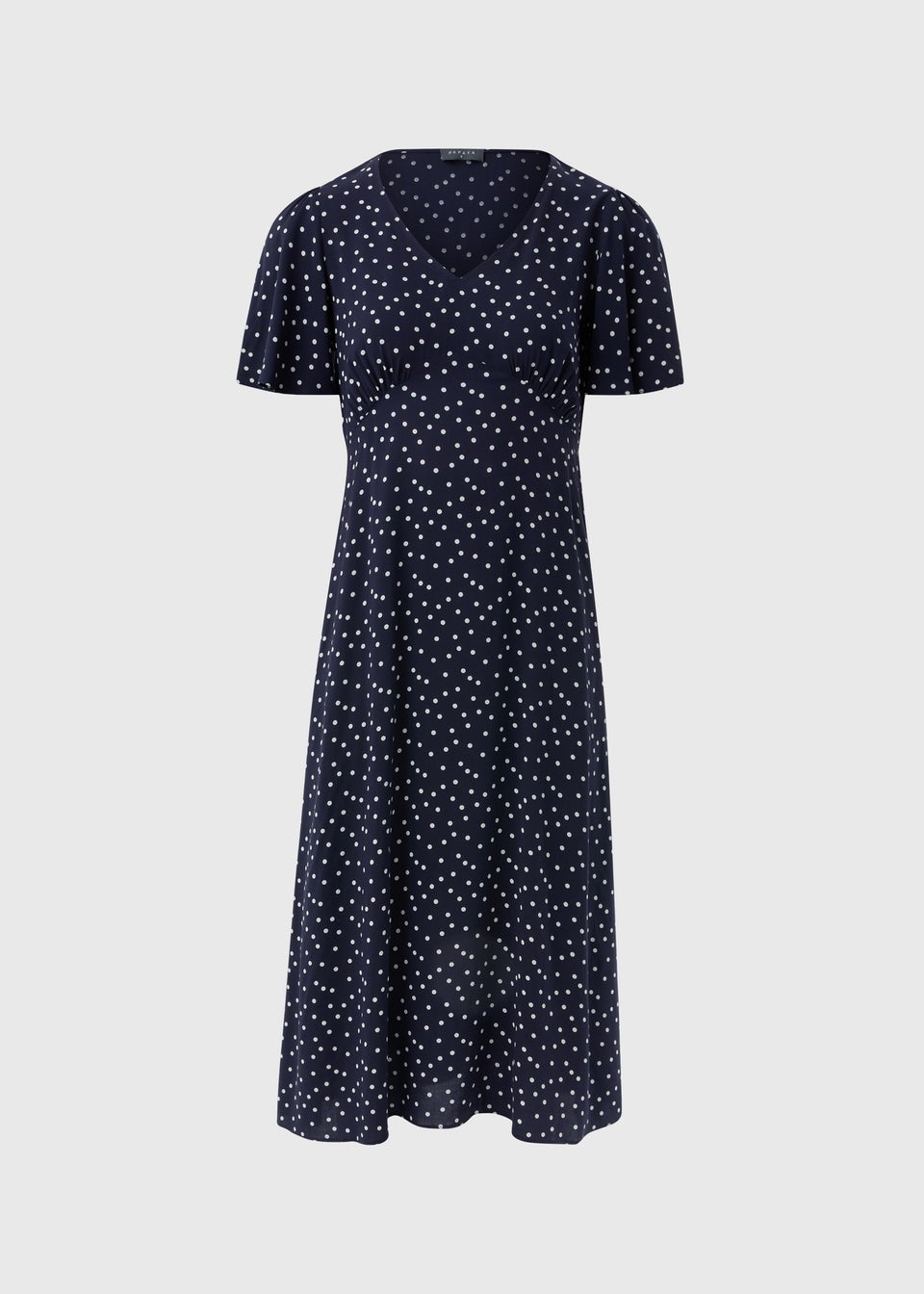 Navy Spot Print Midi Dress