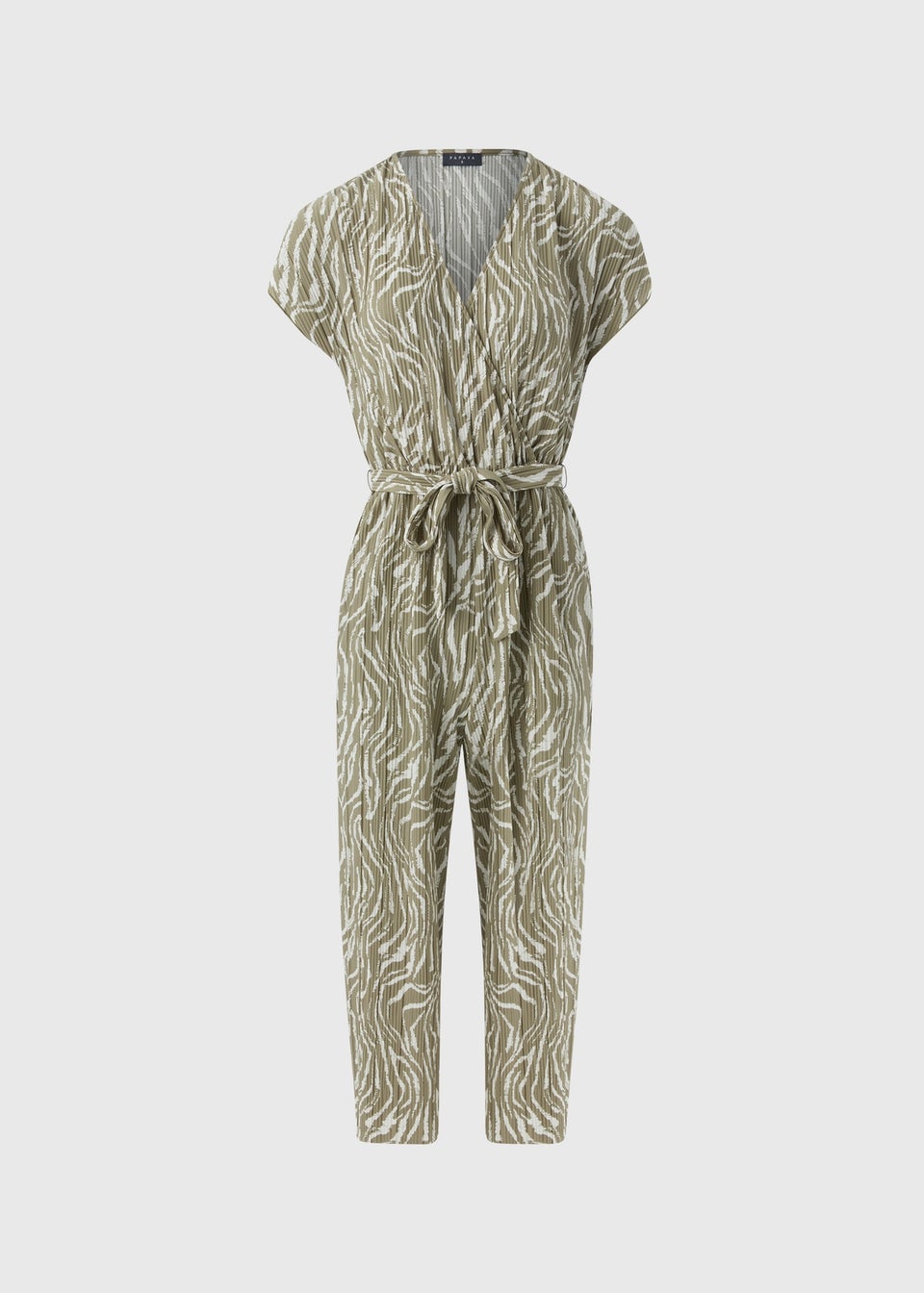 Sage Green Zebra Print Plisse Jumpsuit