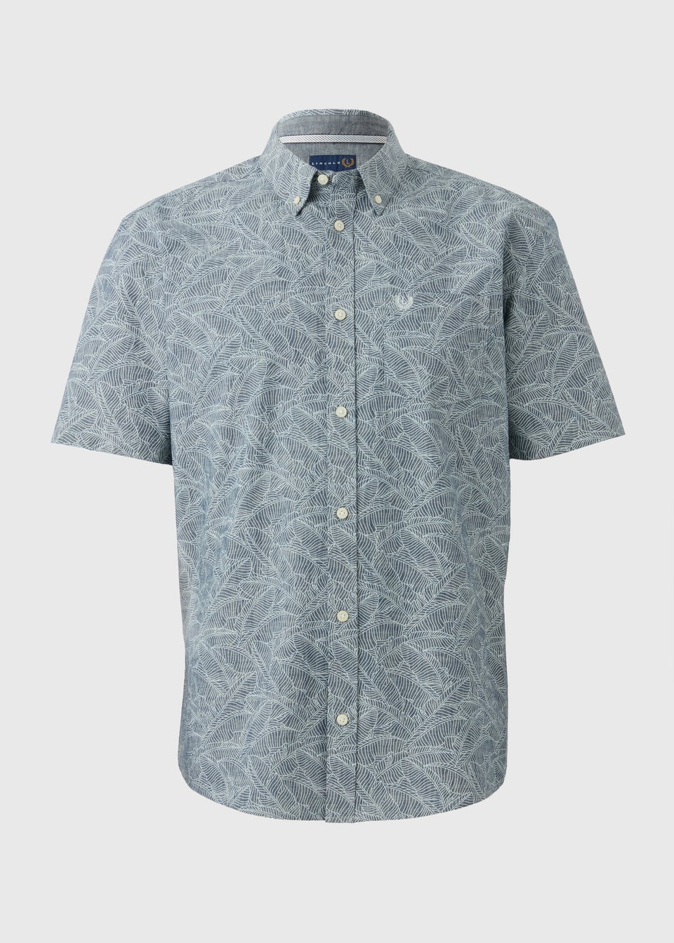 Lincoln Navy Chambray Leaf Print Shirt