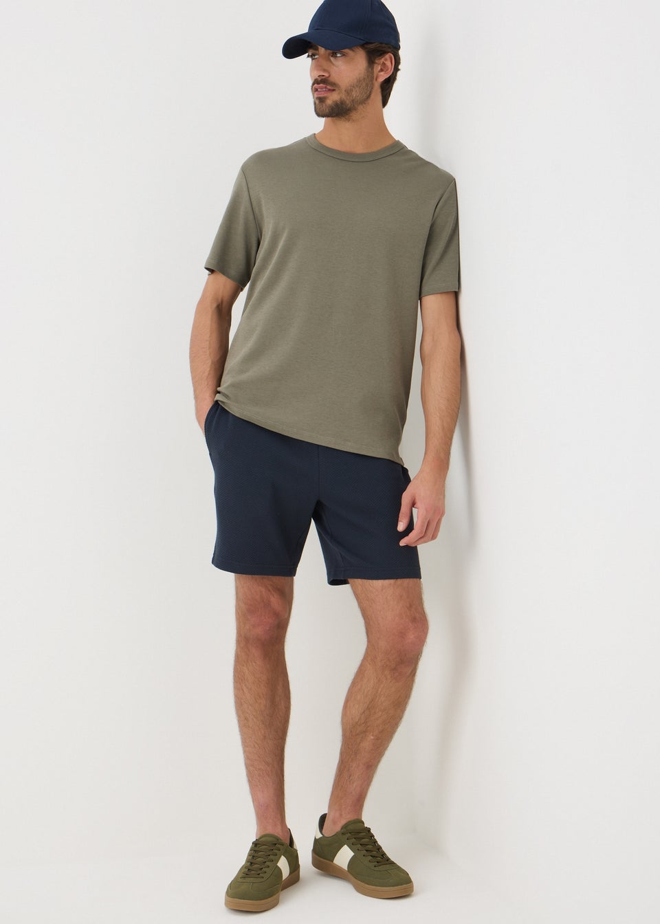 Navy Textured Smart Shorts