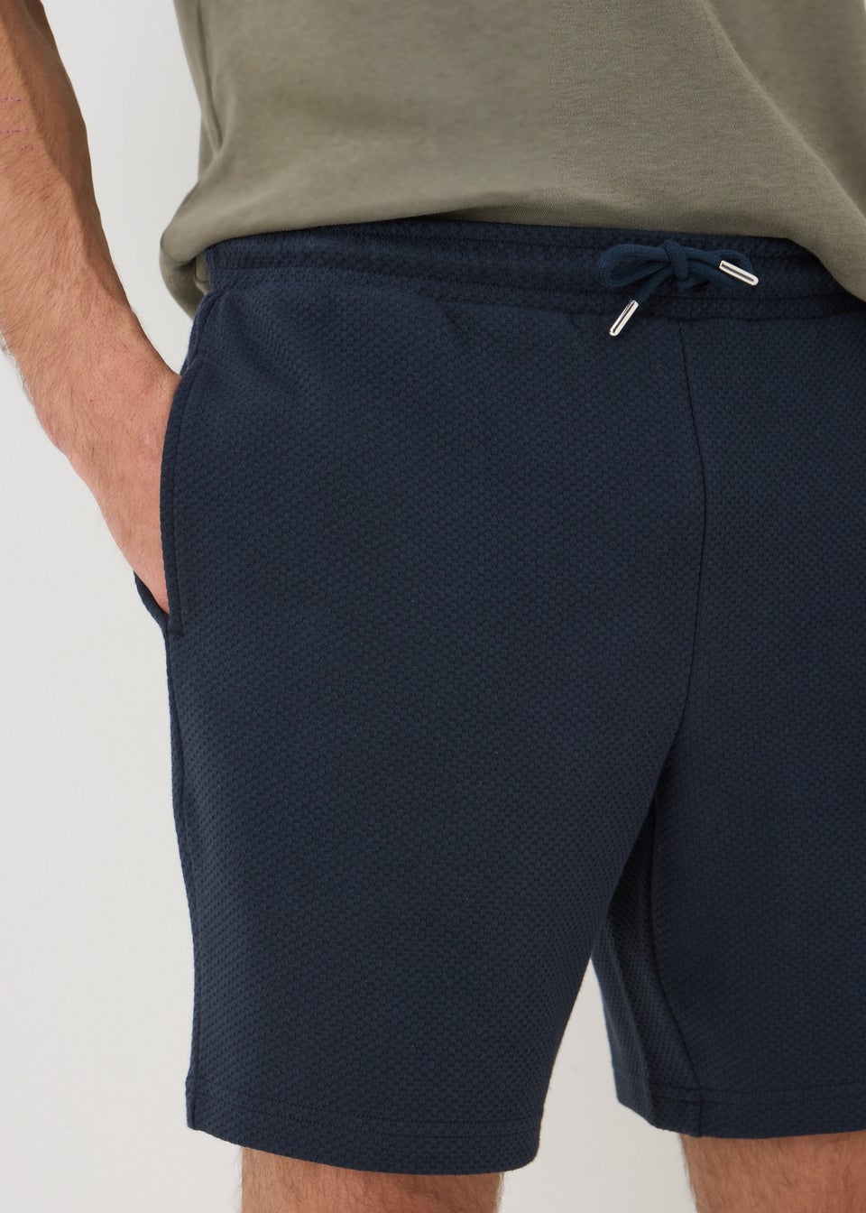 Navy Textured Smart Shorts