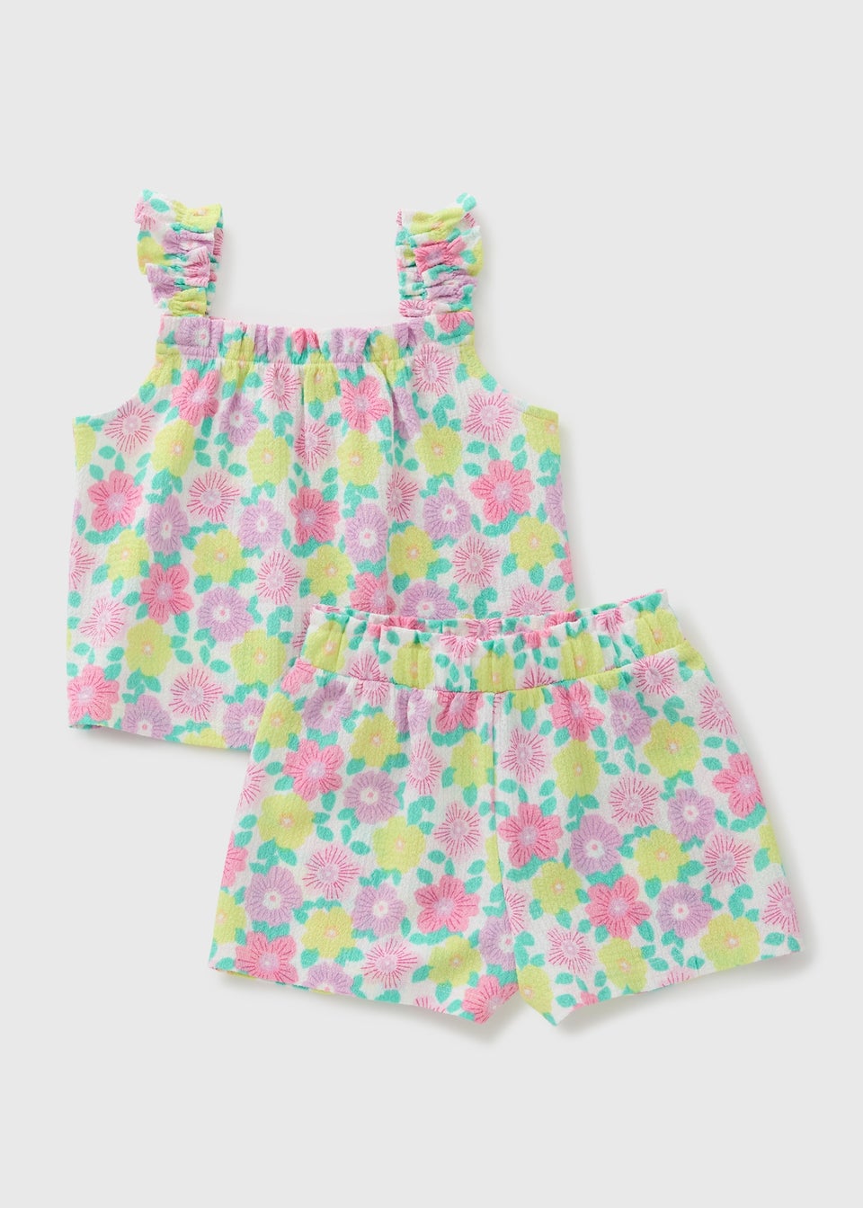 Girls Pink Floral Top & Shorts Set (1-7yrs)