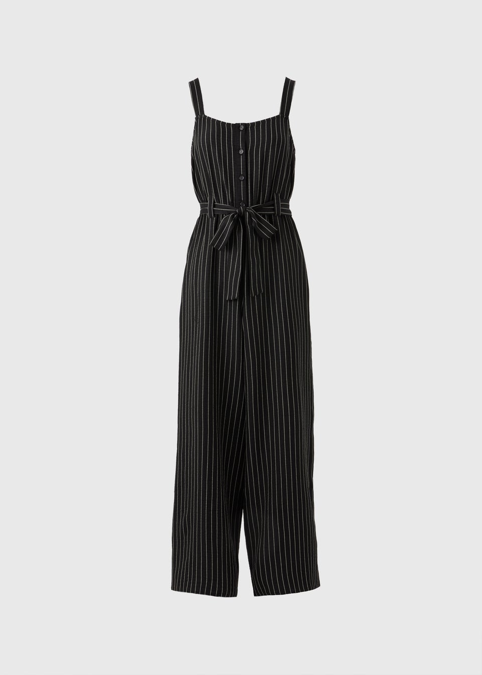 Black Stripe Button Front Jumpsuit