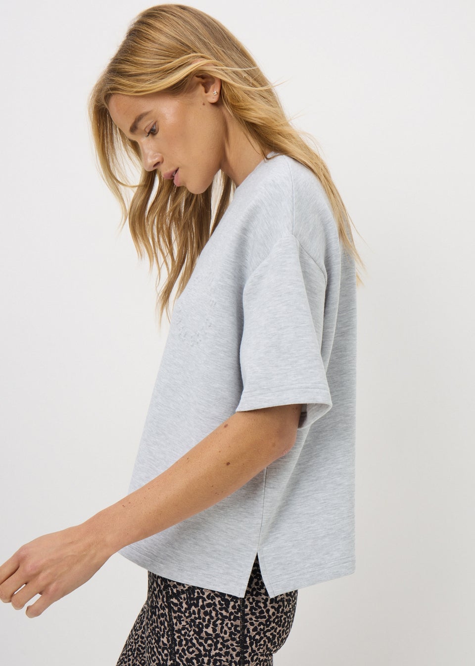 Souluxe Grey Embossed Co Ord T-Shirt