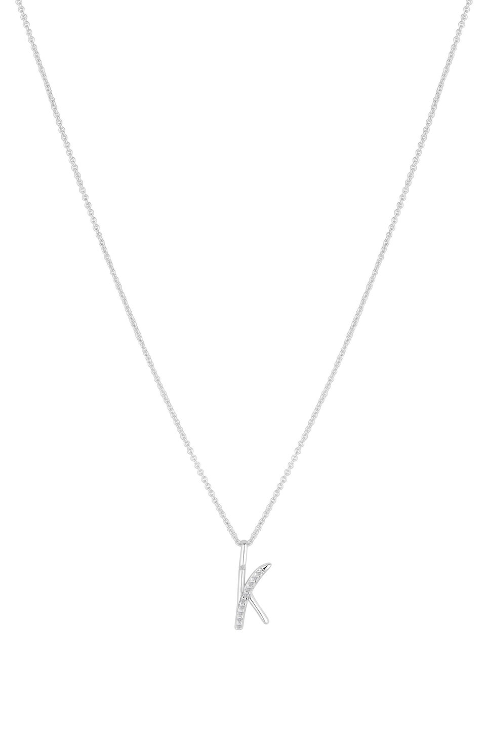 Simply Silver Sterling Silver 925 Polished & Cubic Zirconia Initial Pendant - K