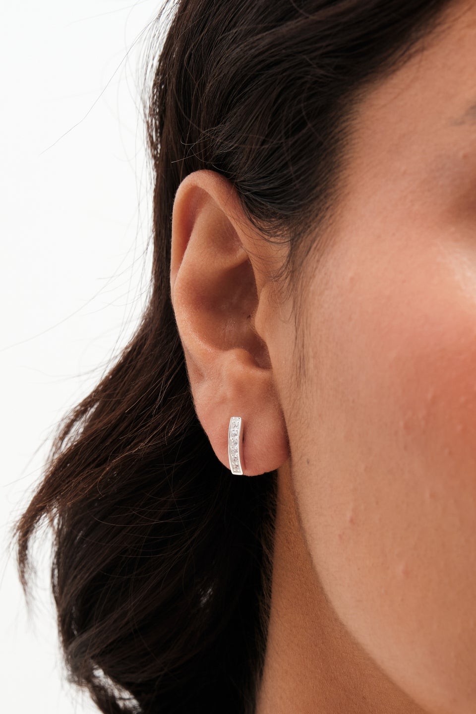 Simply Silver Sterling Silver 925 Pave Stick Earrings