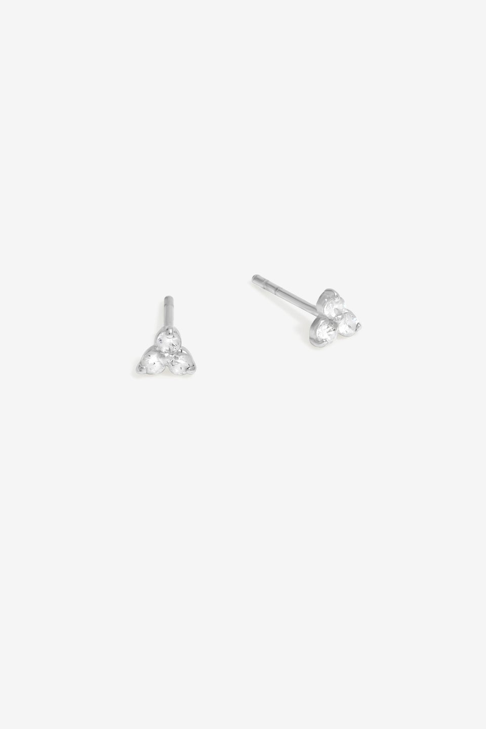 Simply Silver Sterling Silver 925 Cubic Zirconia Mini Tri Stone Stud Earrings