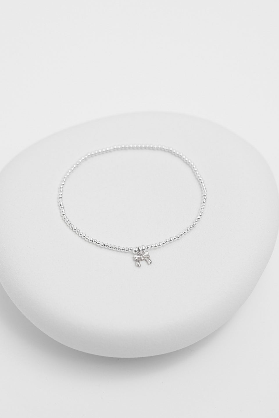 Simply Silver Sterling Silver 925 Bow Charm Stretch Bracelet