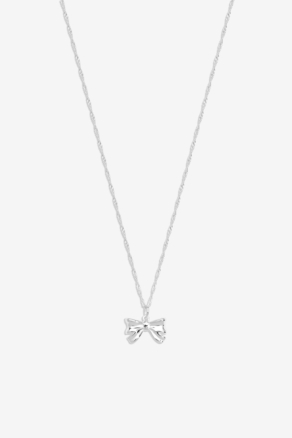 Simply Silver Sterling Silver 925 Polished Bow Pendant Necklace