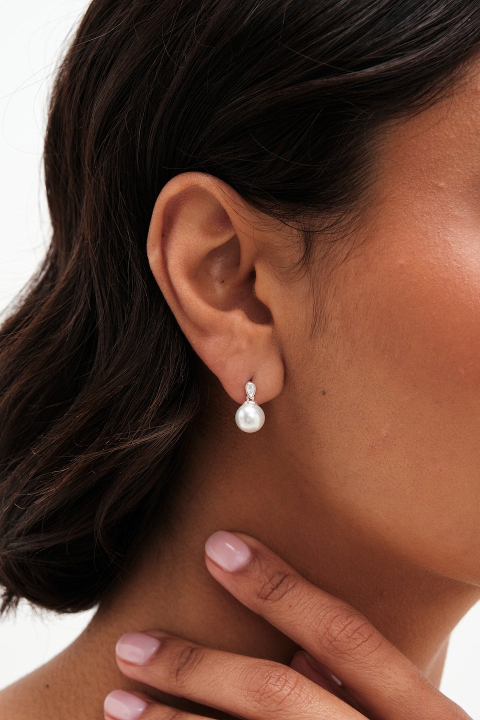 Simply Silver Sterling Silver 925 Cubic Zirconia & Pearl Classic Stud Earrings